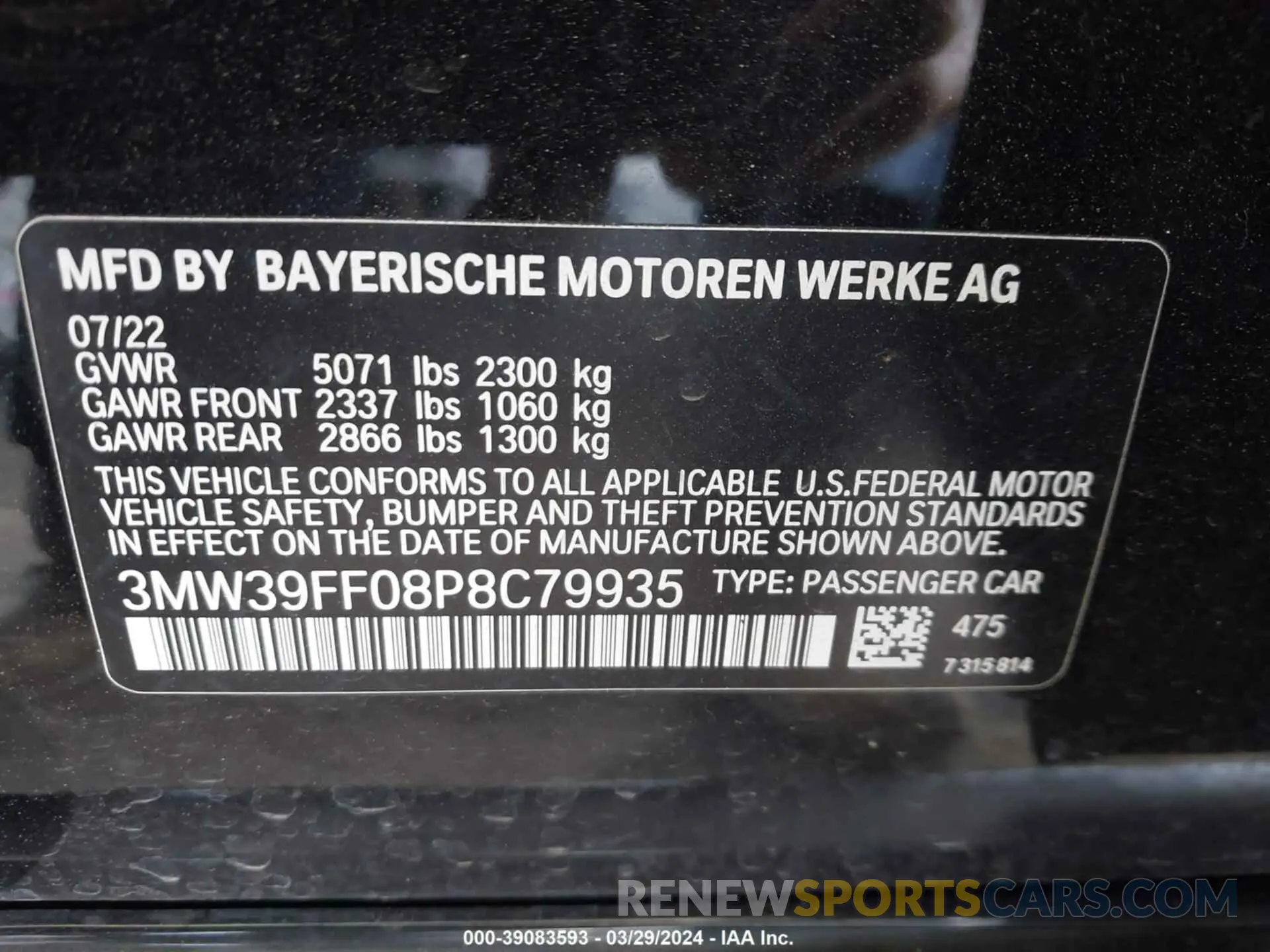 9 Photograph of a damaged car 3MW39FF08P8C79935 BMW 330E 2023