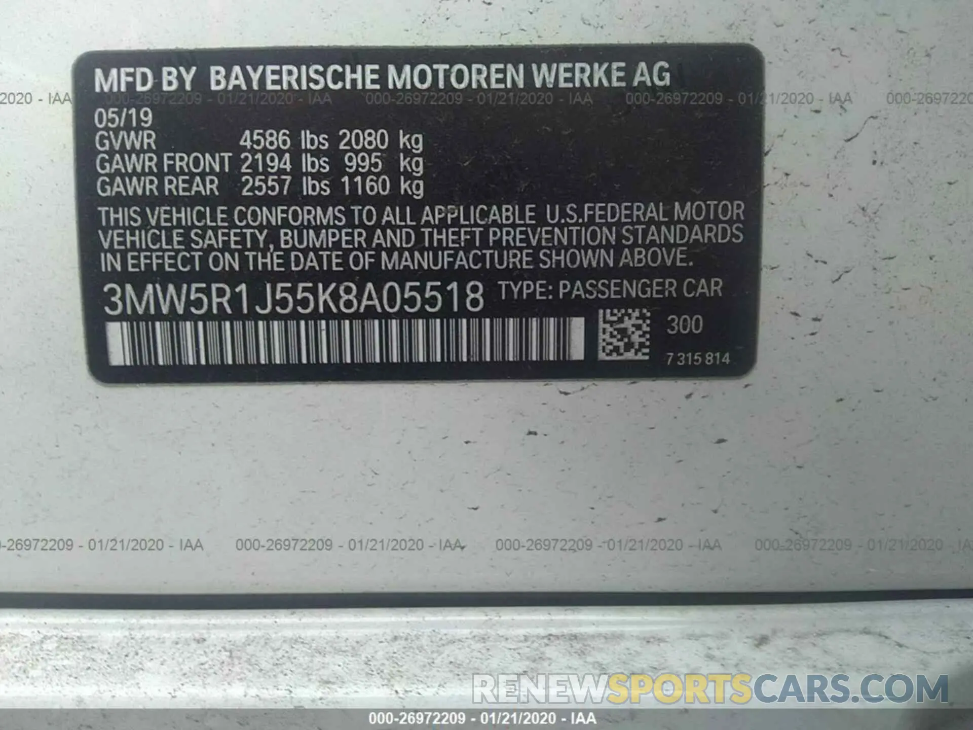 9 Photograph of a damaged car 3MW5R1J55K8A05518 BMW 330I 2019