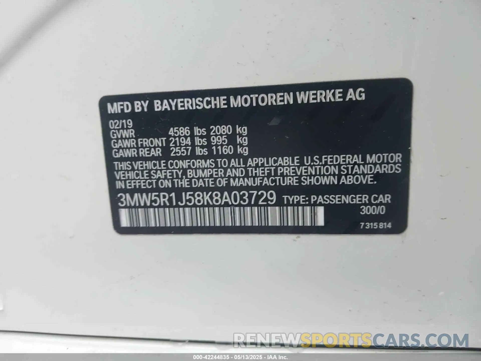 9 Фотография поврежденного автомобиля 3MW5R1J58K8A03729 BMW 330I 2019