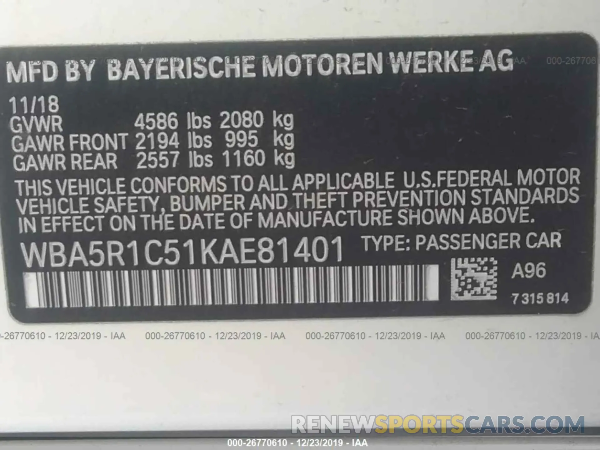 9 Photograph of a damaged car WBA5R1C51KAE81401 BMW 330I 2019