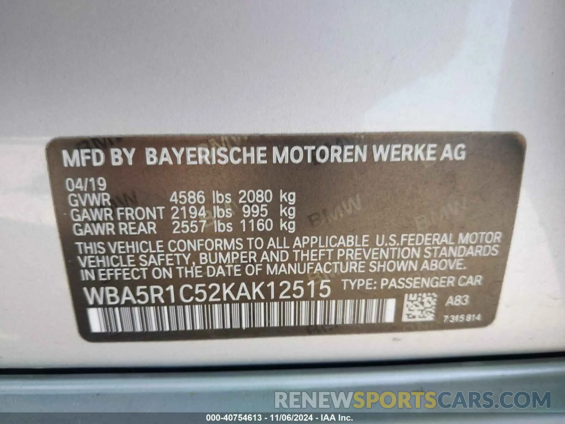 9 Photograph of a damaged car WBA5R1C52KAK12515 BMW 330I 2019