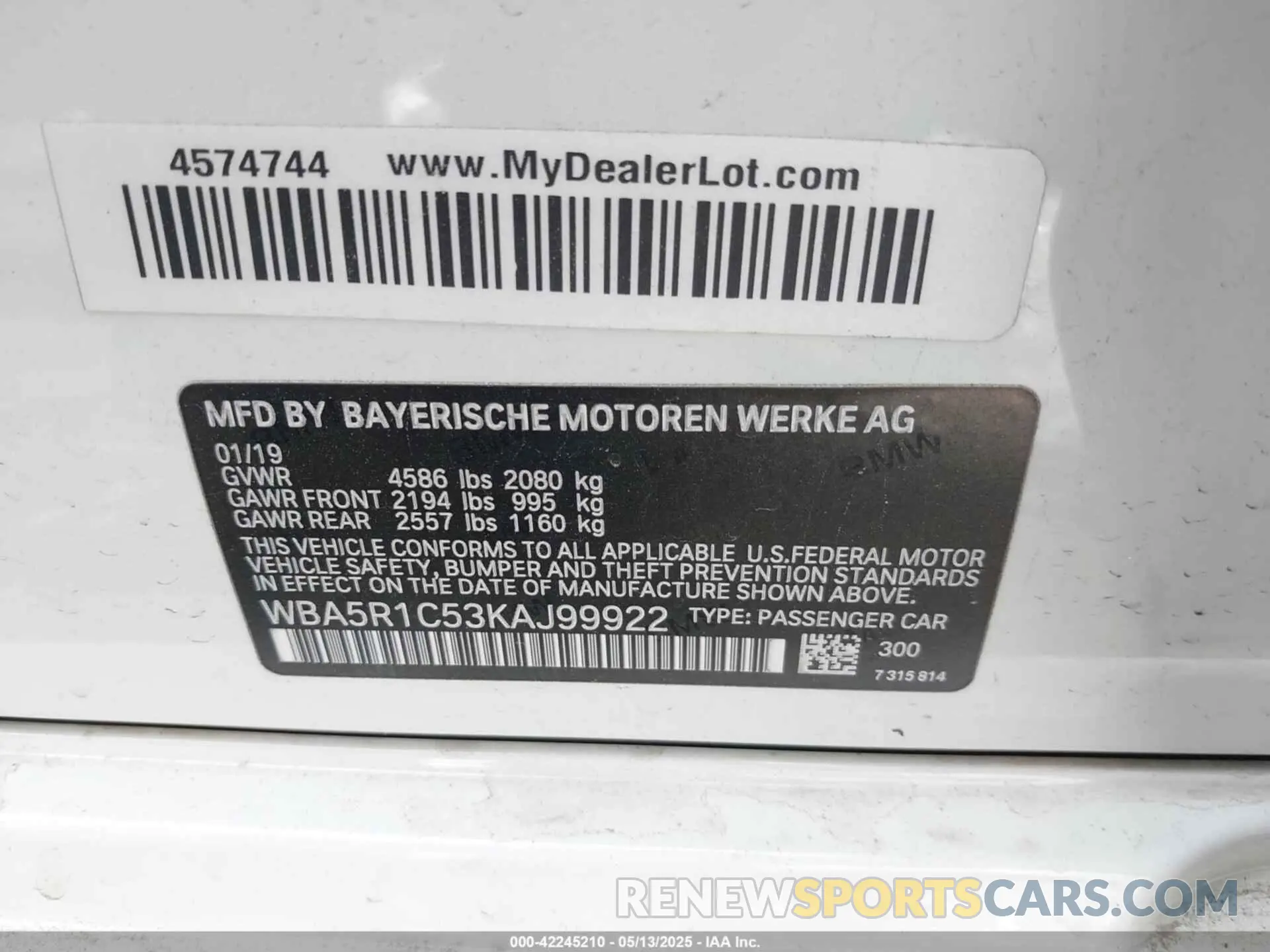 9 Photograph of a damaged car WBA5R1C53KAJ99922 BMW 330I 2019