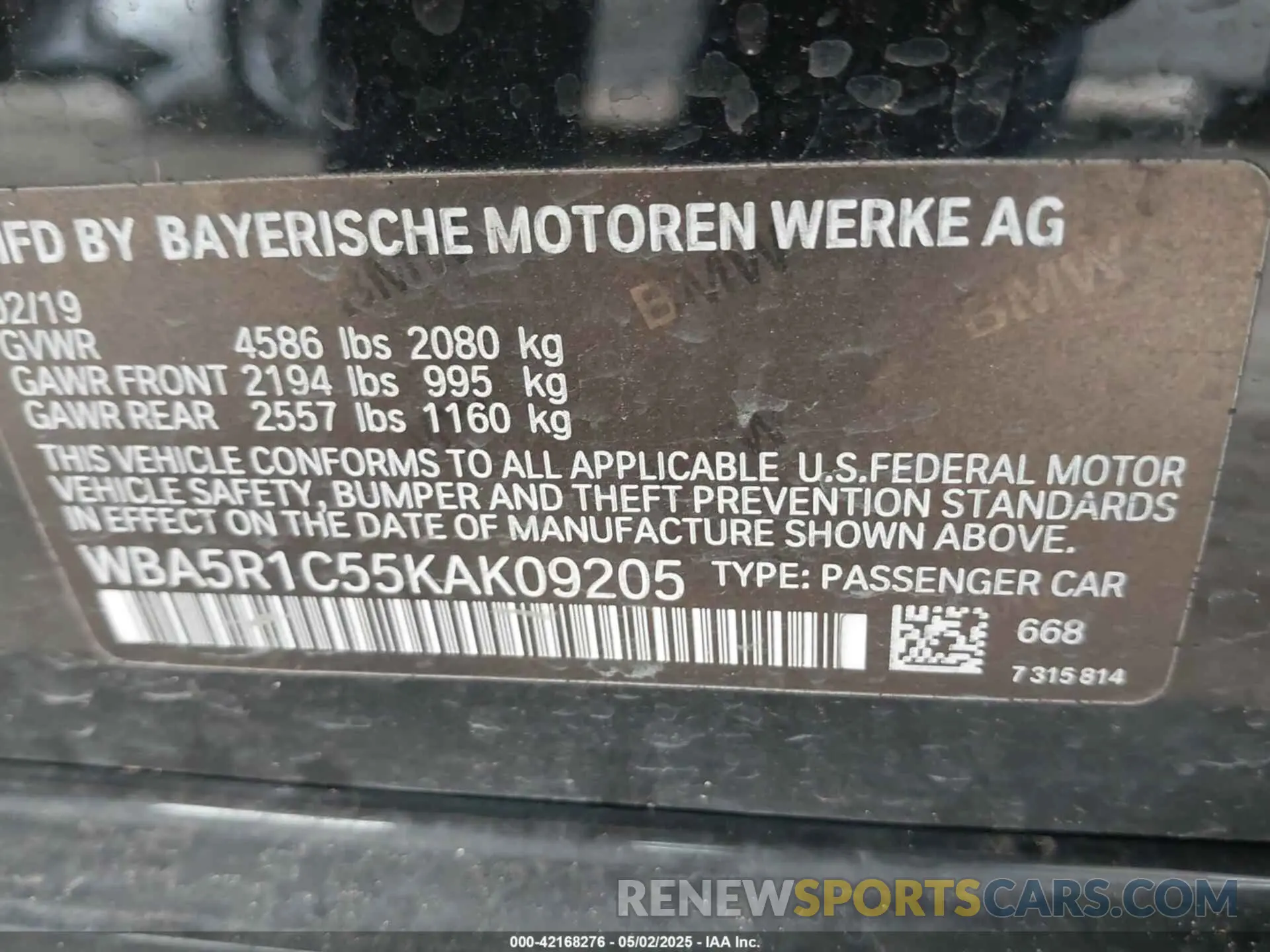 9 Photograph of a damaged car WBA5R1C55KAK09205 BMW 330I 2019