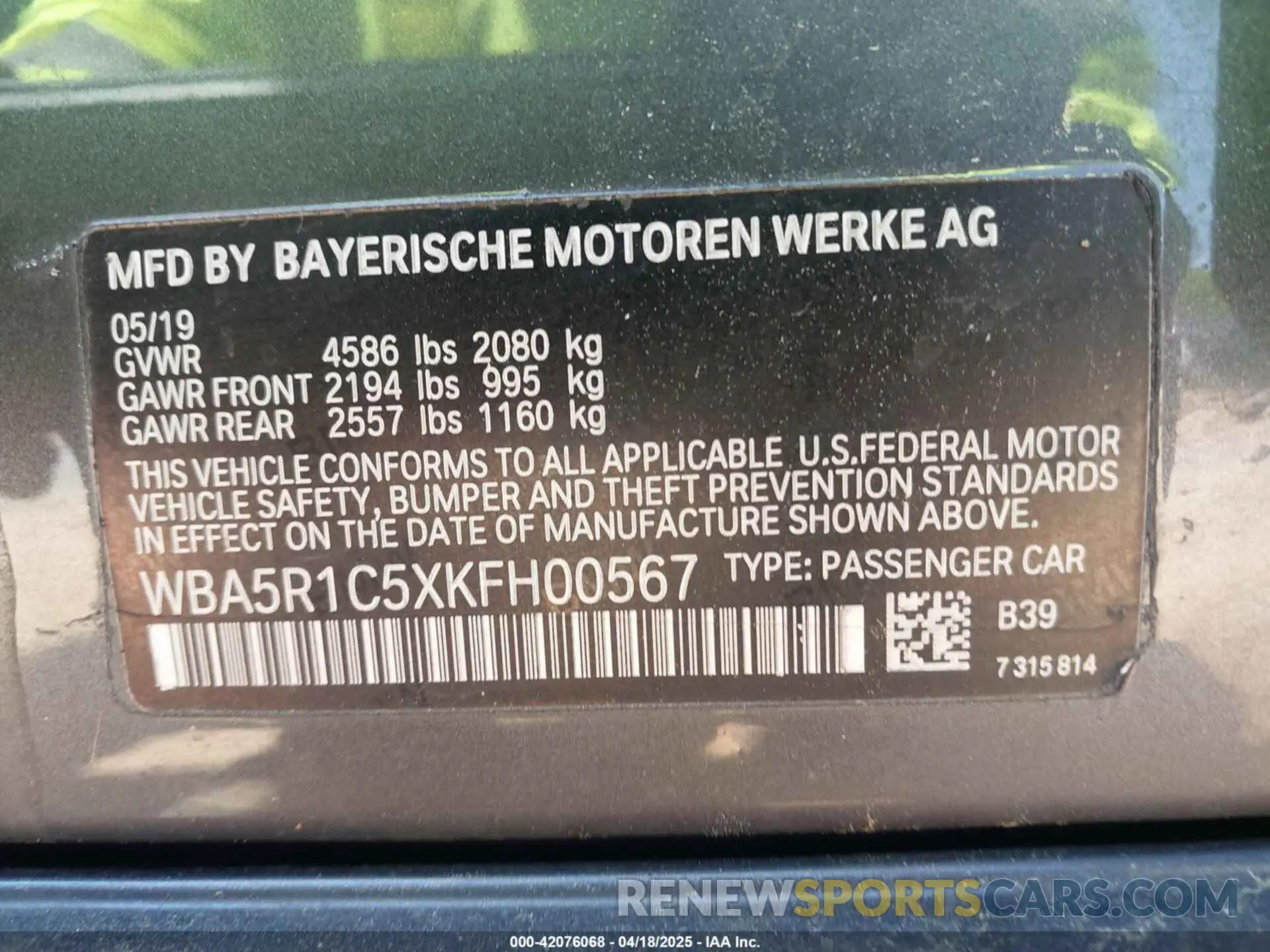 9 Photograph of a damaged car WBA5R1C5XKFH00567 BMW 330I 2019
