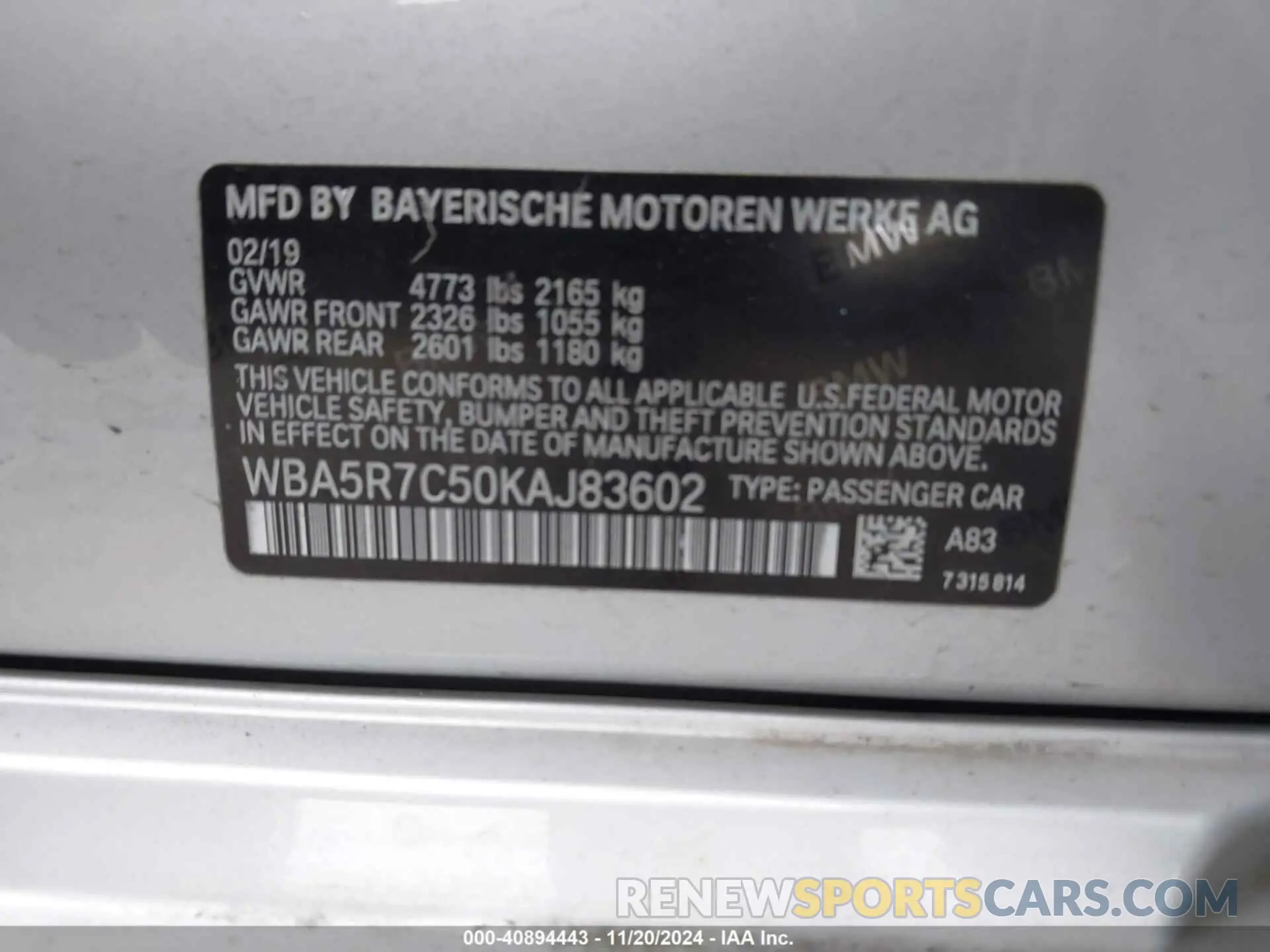 9 Фотография поврежденного автомобиля WBA5R7C50KAJ83602 BMW 330I 2019