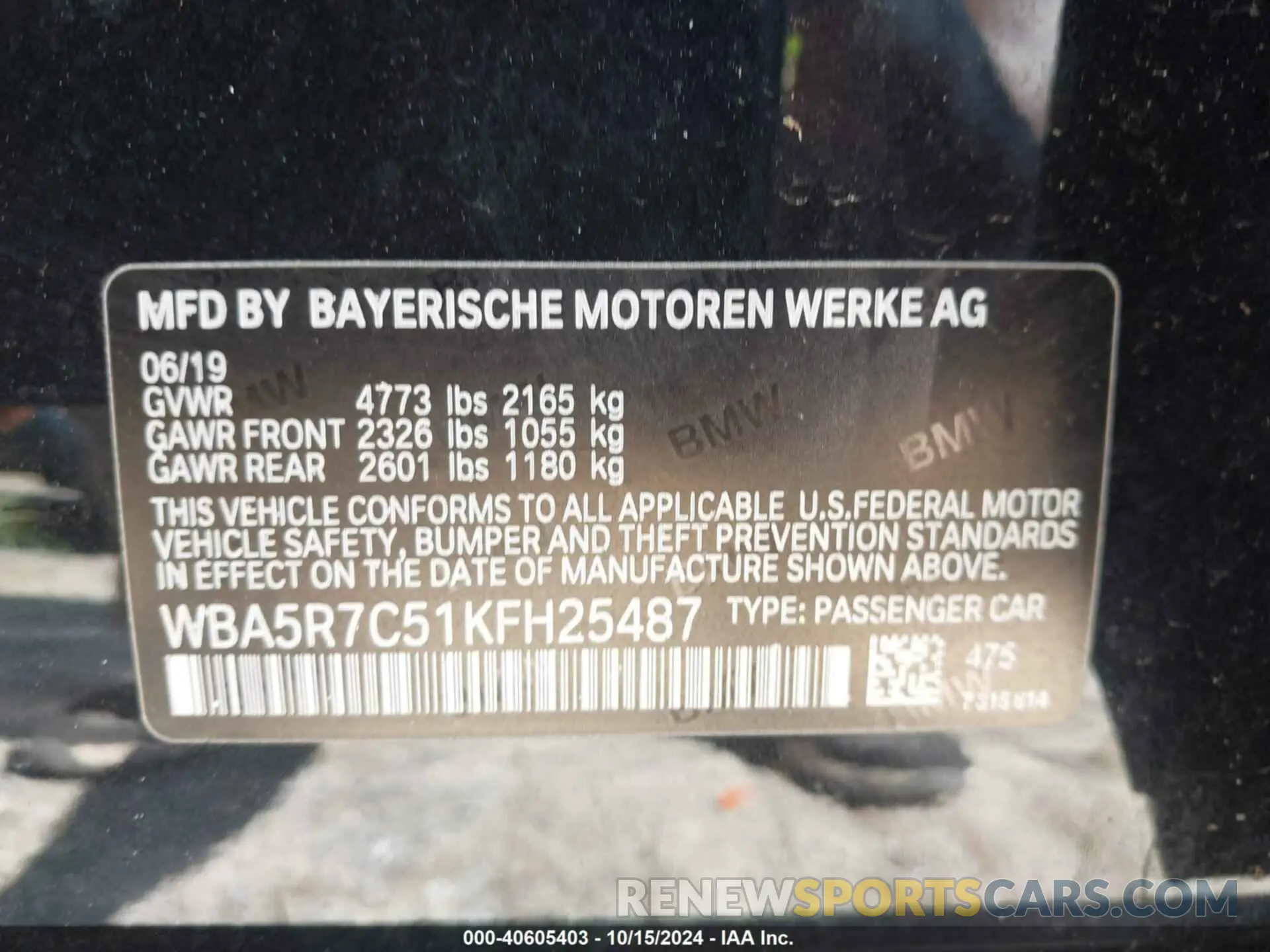 9 Photograph of a damaged car WBA5R7C51KFH25487 BMW 330I 2019