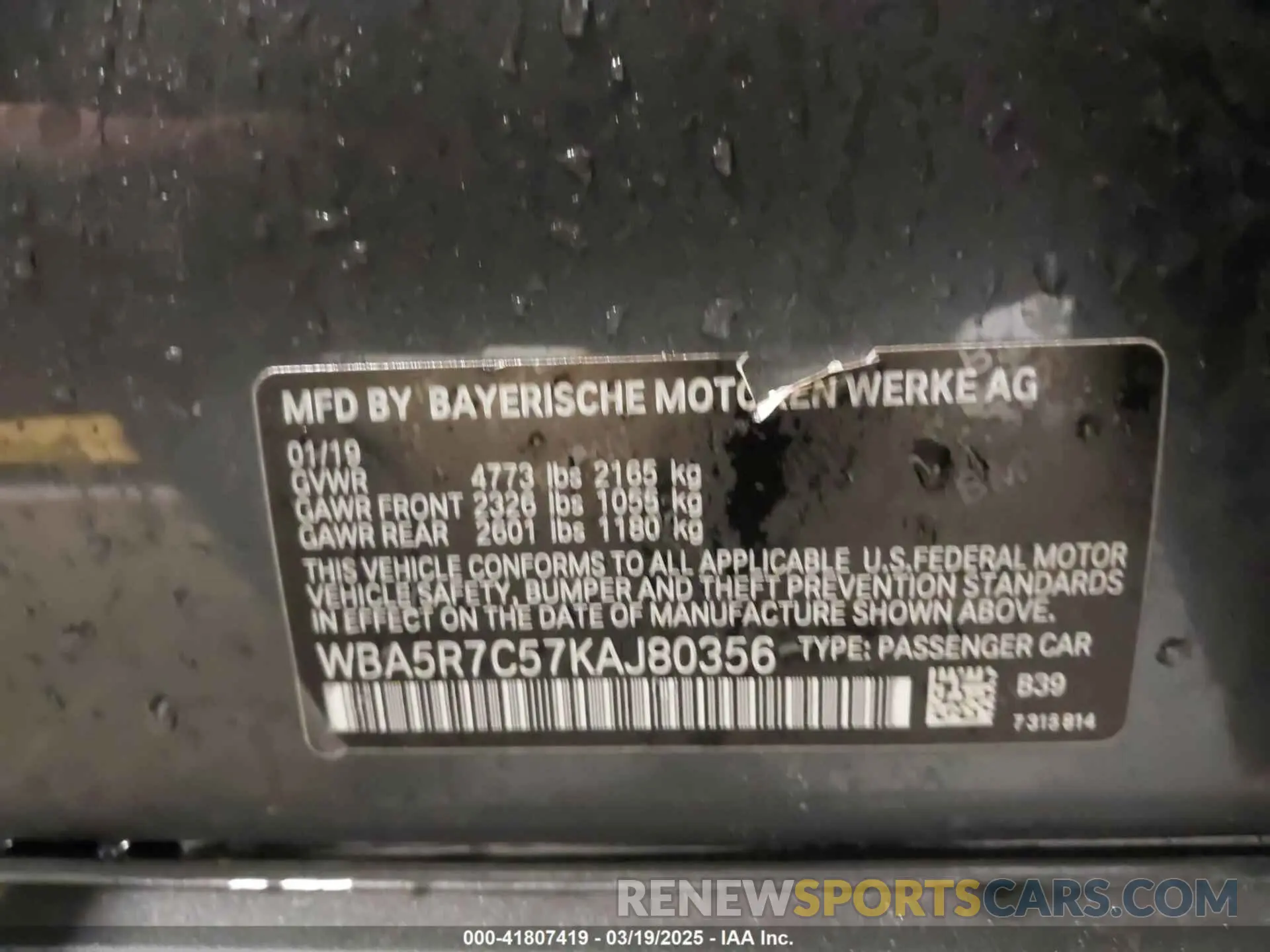 9 Фотография поврежденного автомобиля WBA5R7C57KAJ80356 BMW 330I 2019