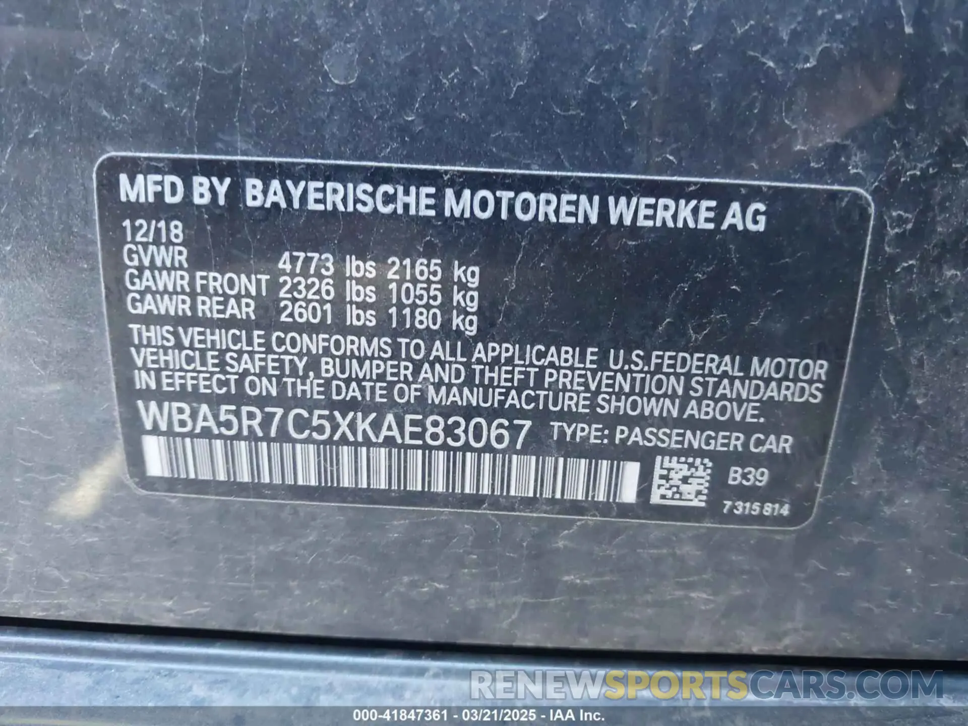 9 Photograph of a damaged car WBA5R7C5XKAE83067 BMW 330I 2019