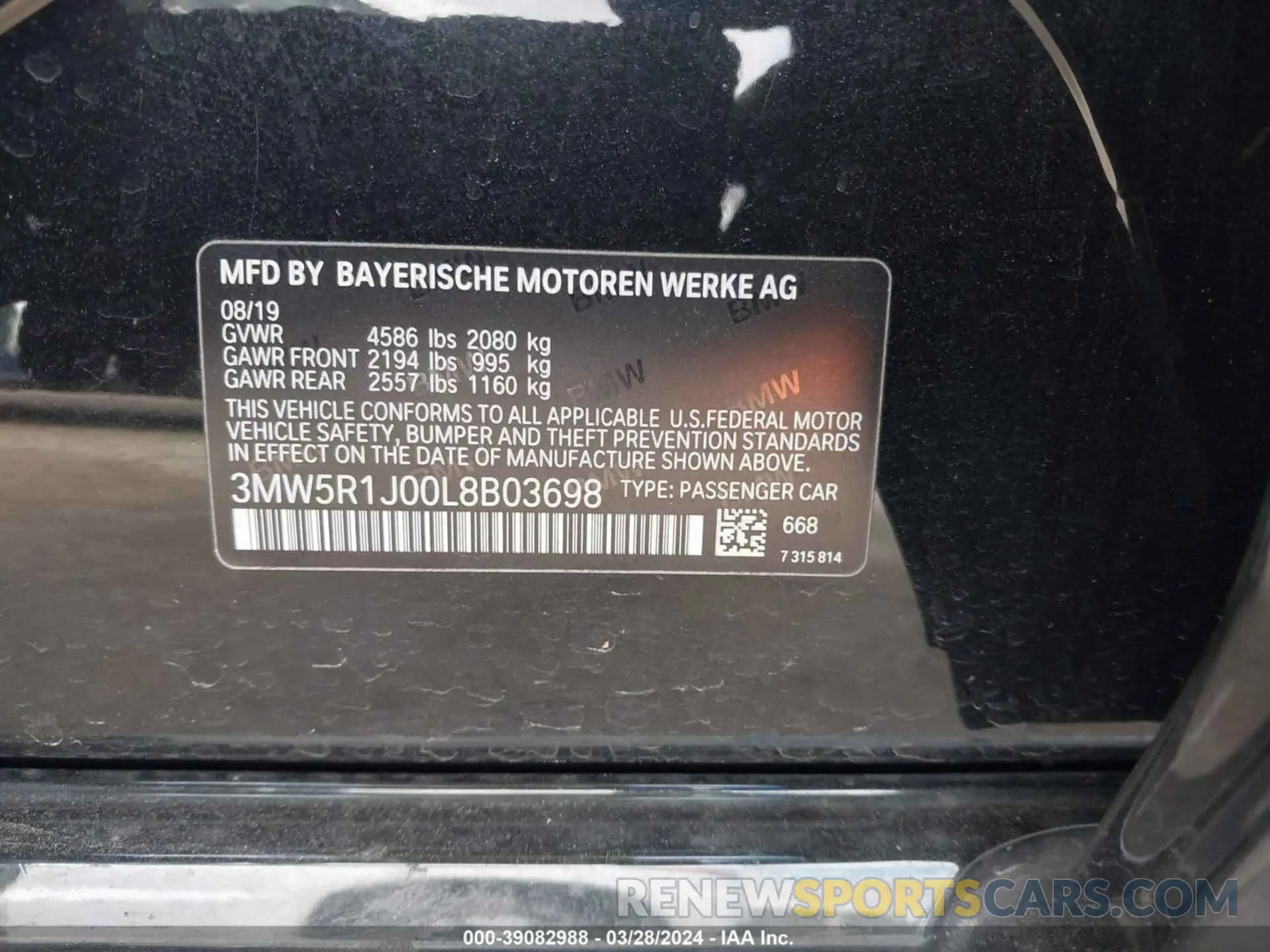 9 Photograph of a damaged car 3MW5R1J00L8B03698 BMW 330I 2020