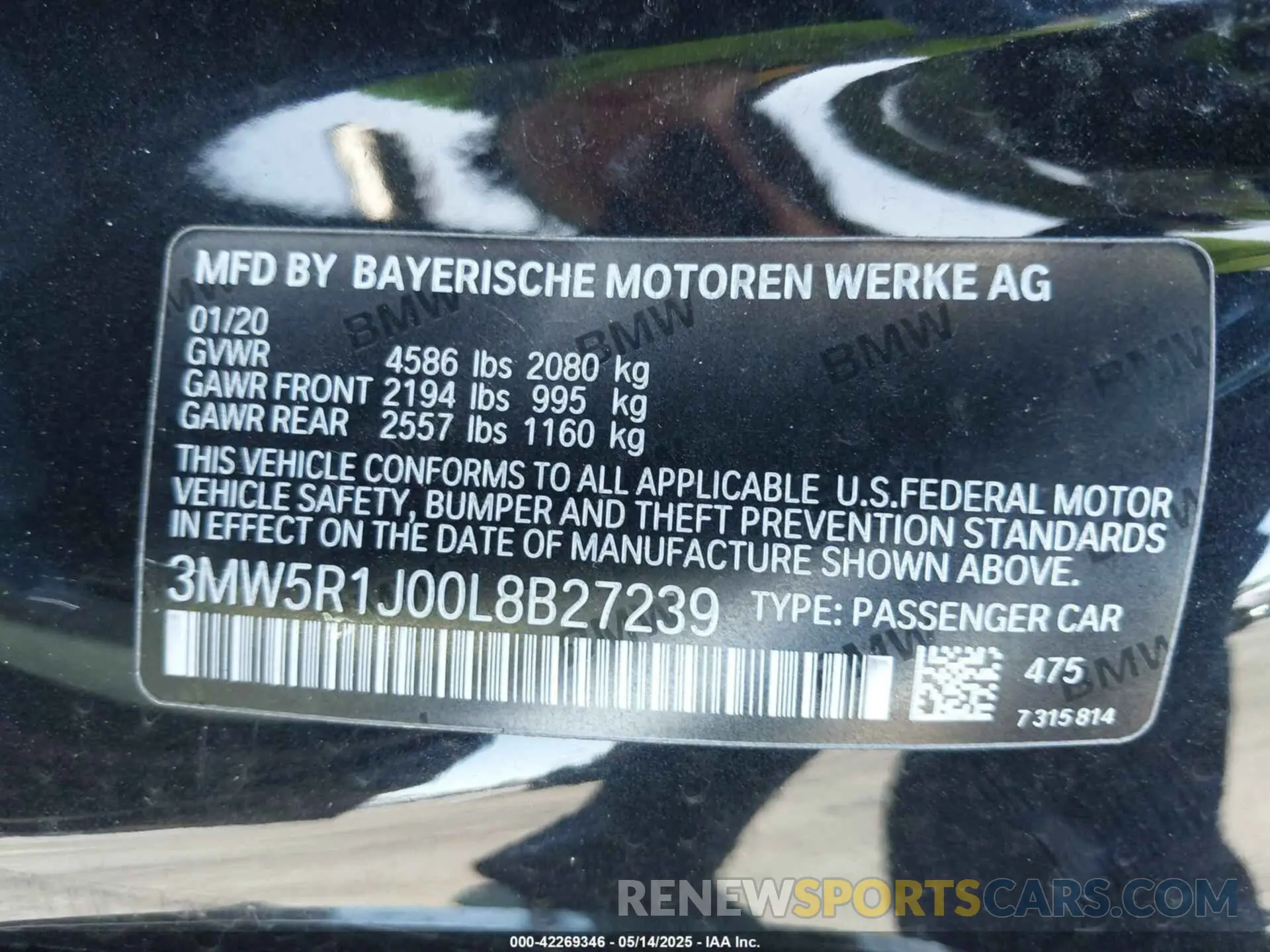 9 Photograph of a damaged car 3MW5R1J00L8B27239 BMW 330I 2020