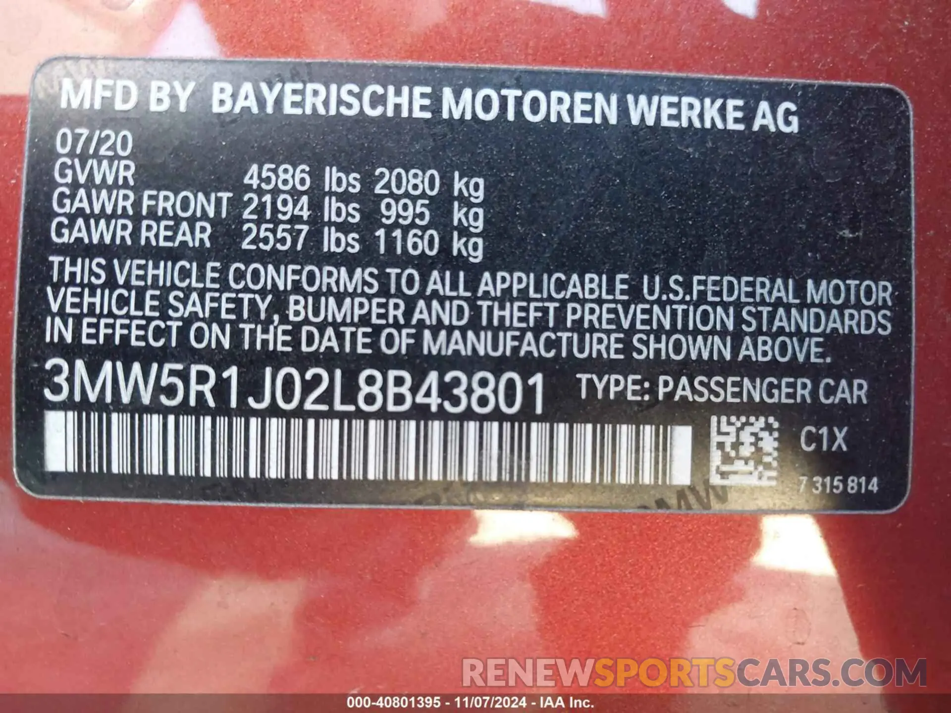 9 Photograph of a damaged car 3MW5R1J02L8B43801 BMW 330I 2020