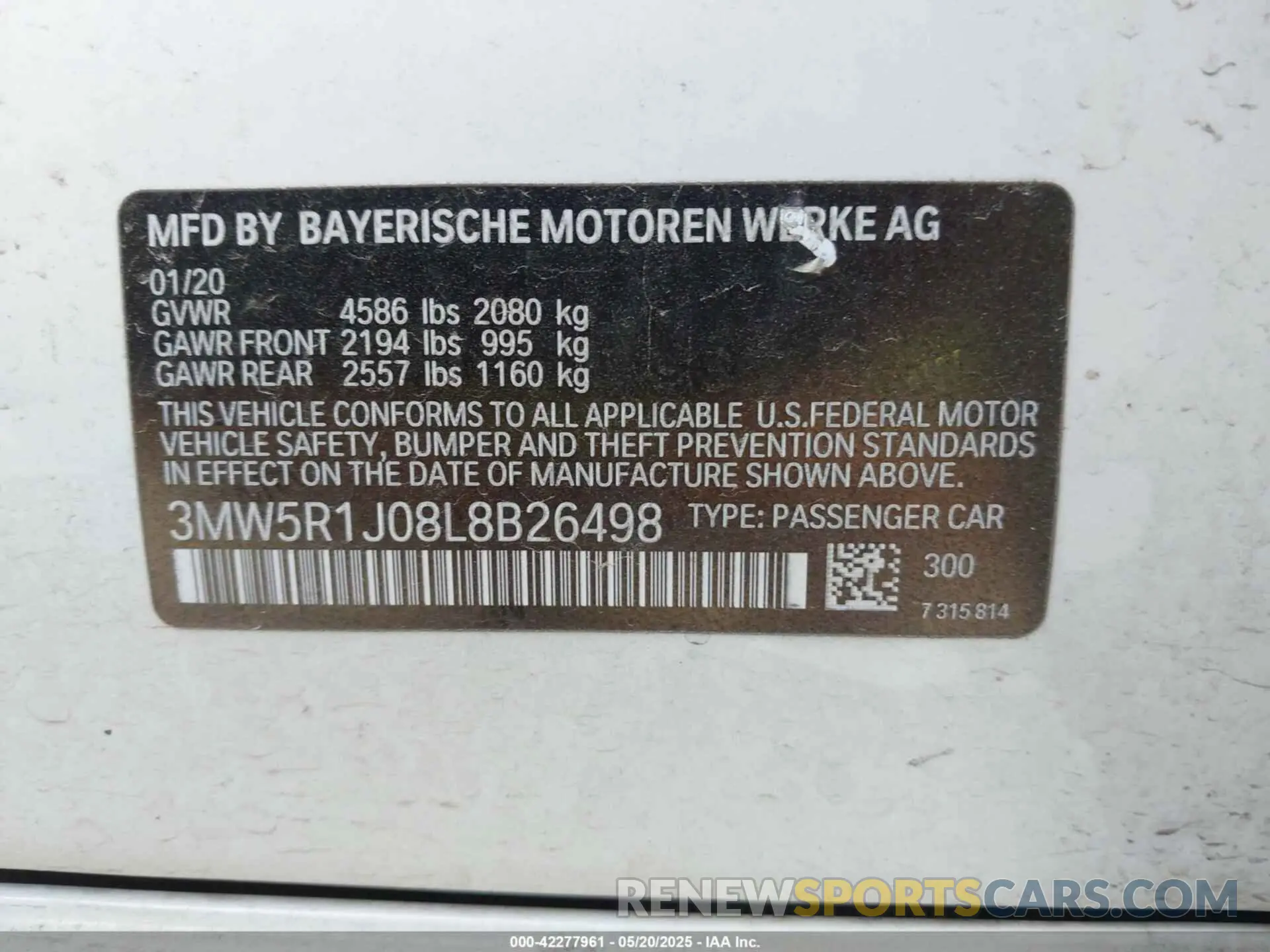 9 Photograph of a damaged car 3MW5R1J08L8B26498 BMW 330I 2020