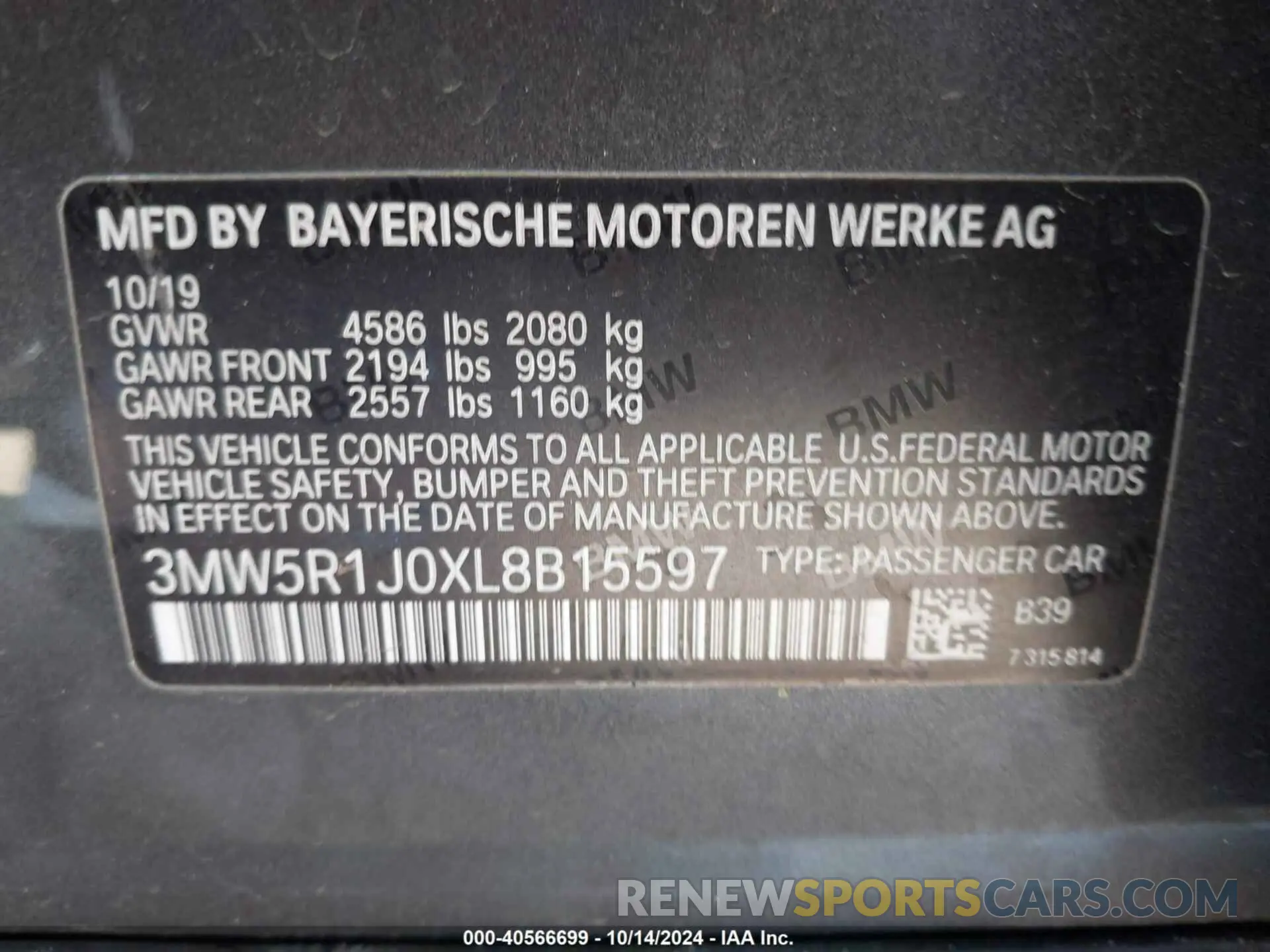 9 Фотография поврежденного автомобиля 3MW5R1J0XL8B15597 BMW 330I 2020