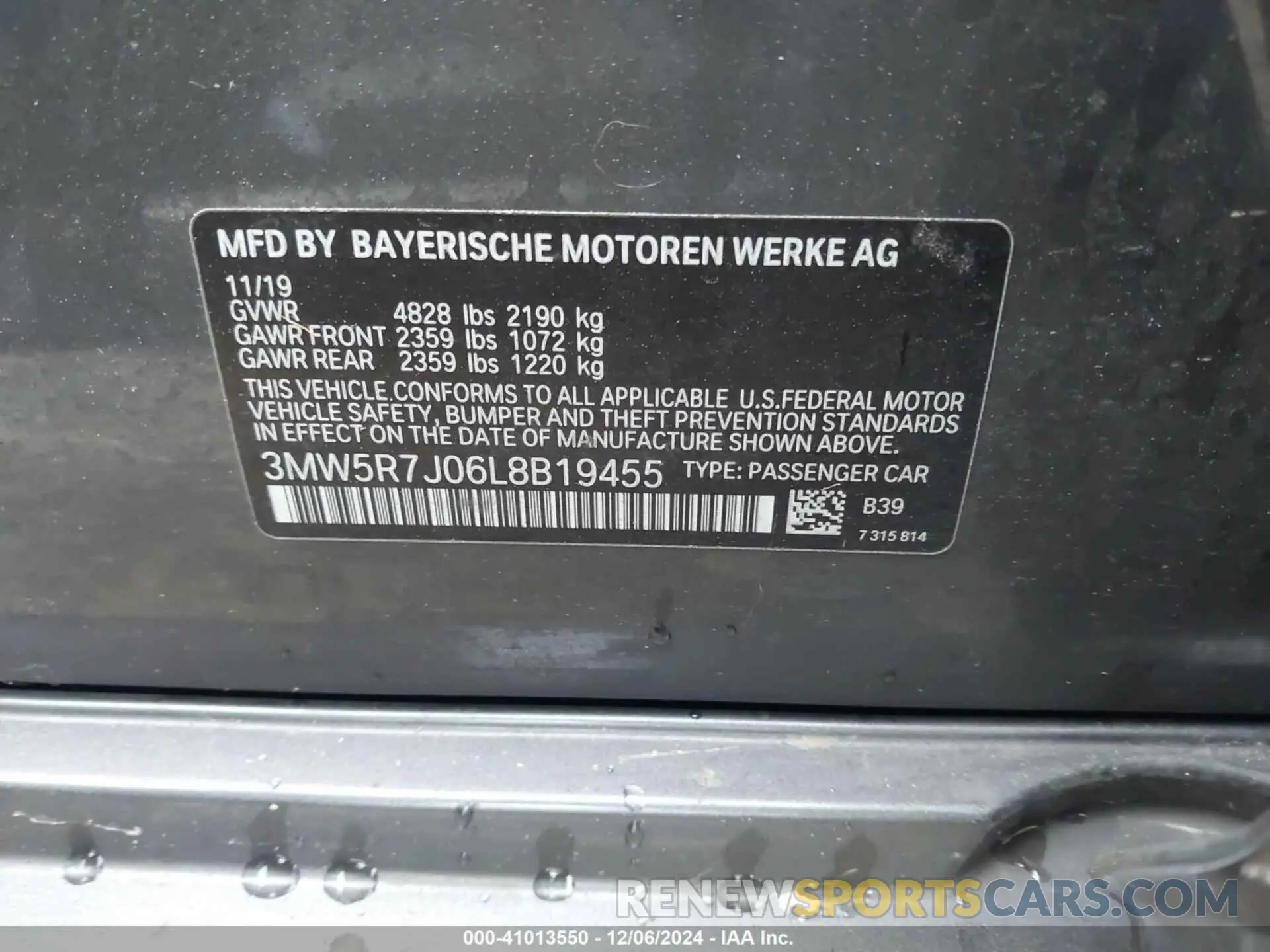 9 Фотография поврежденного автомобиля 3MW5R7J06L8B19455 BMW 330I 2020