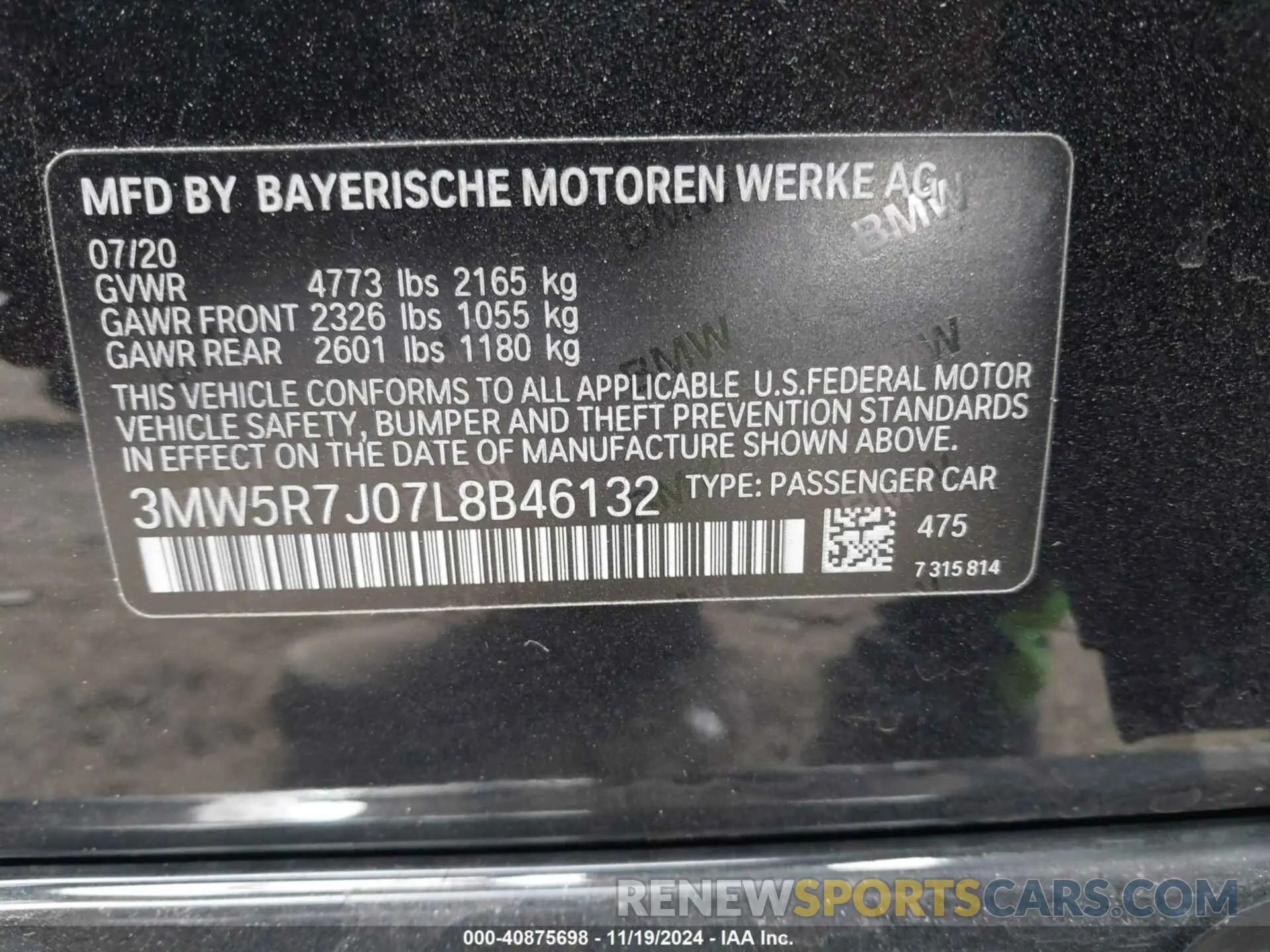 9 Фотография поврежденного автомобиля 3MW5R7J07L8B46132 BMW 330I 2020