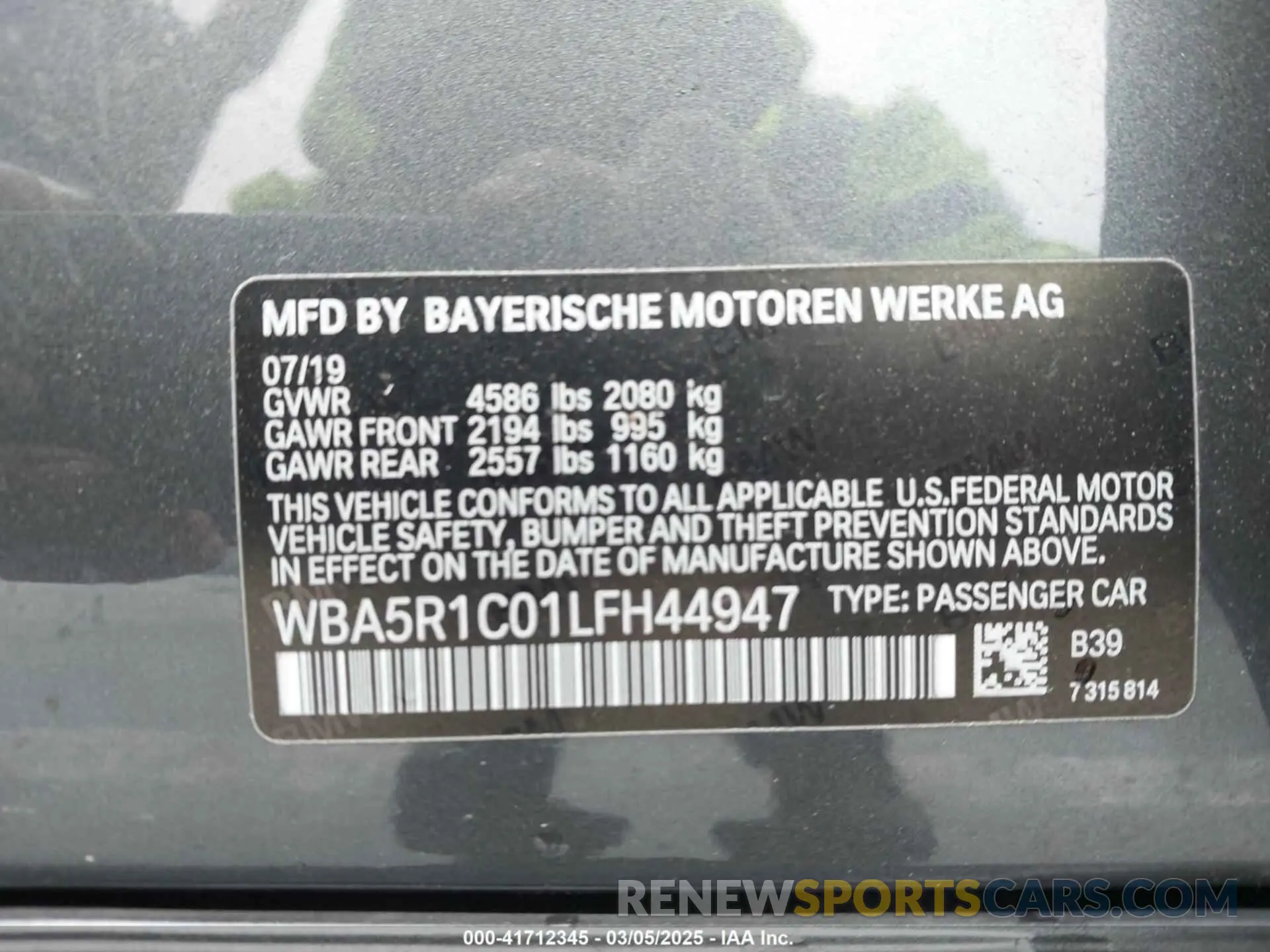 9 Photograph of a damaged car WBA5R1C01LFH44947 BMW 330I 2020