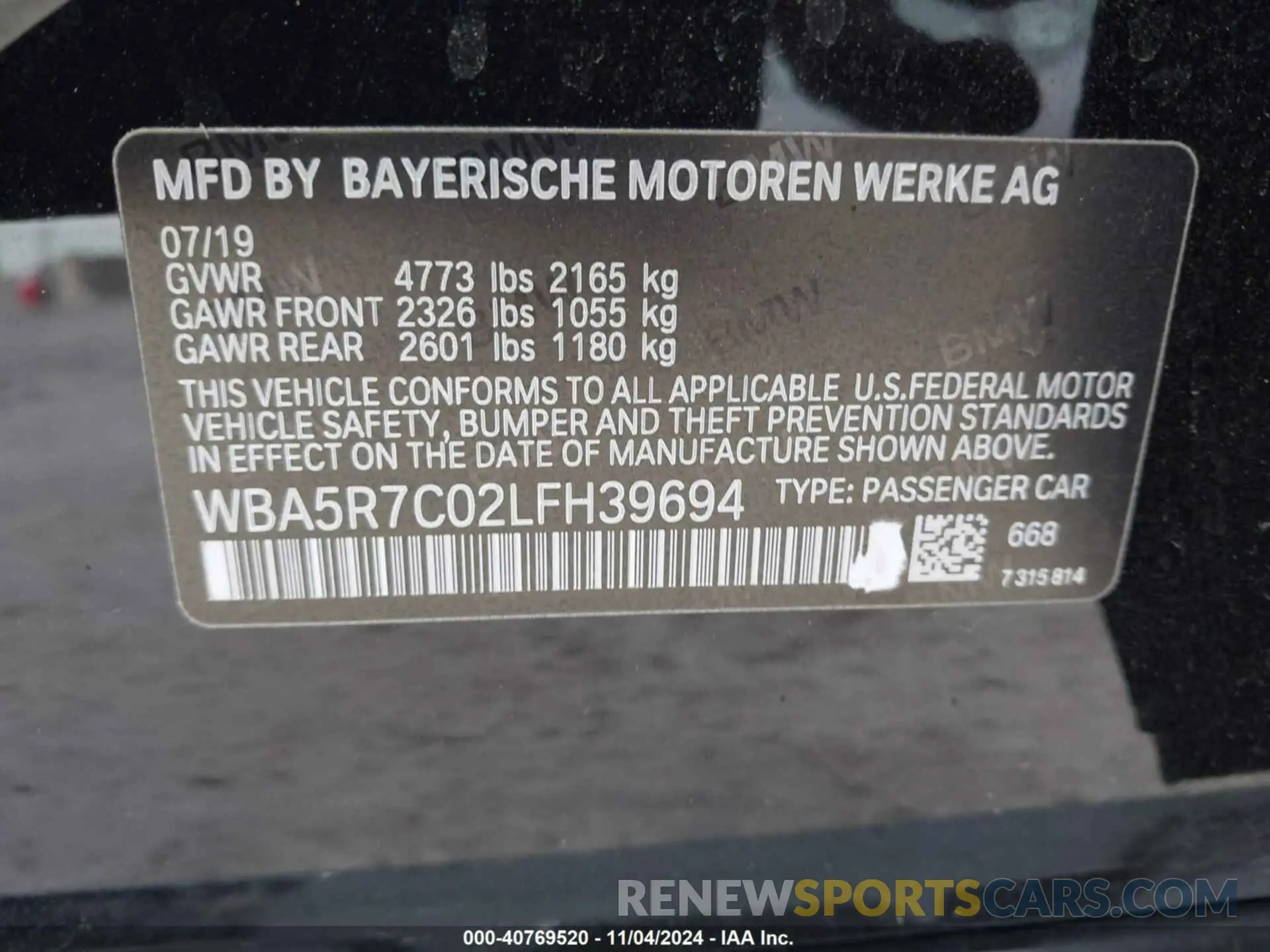 9 Photograph of a damaged car WBA5R7C02LFH39694 BMW 330I 2020
