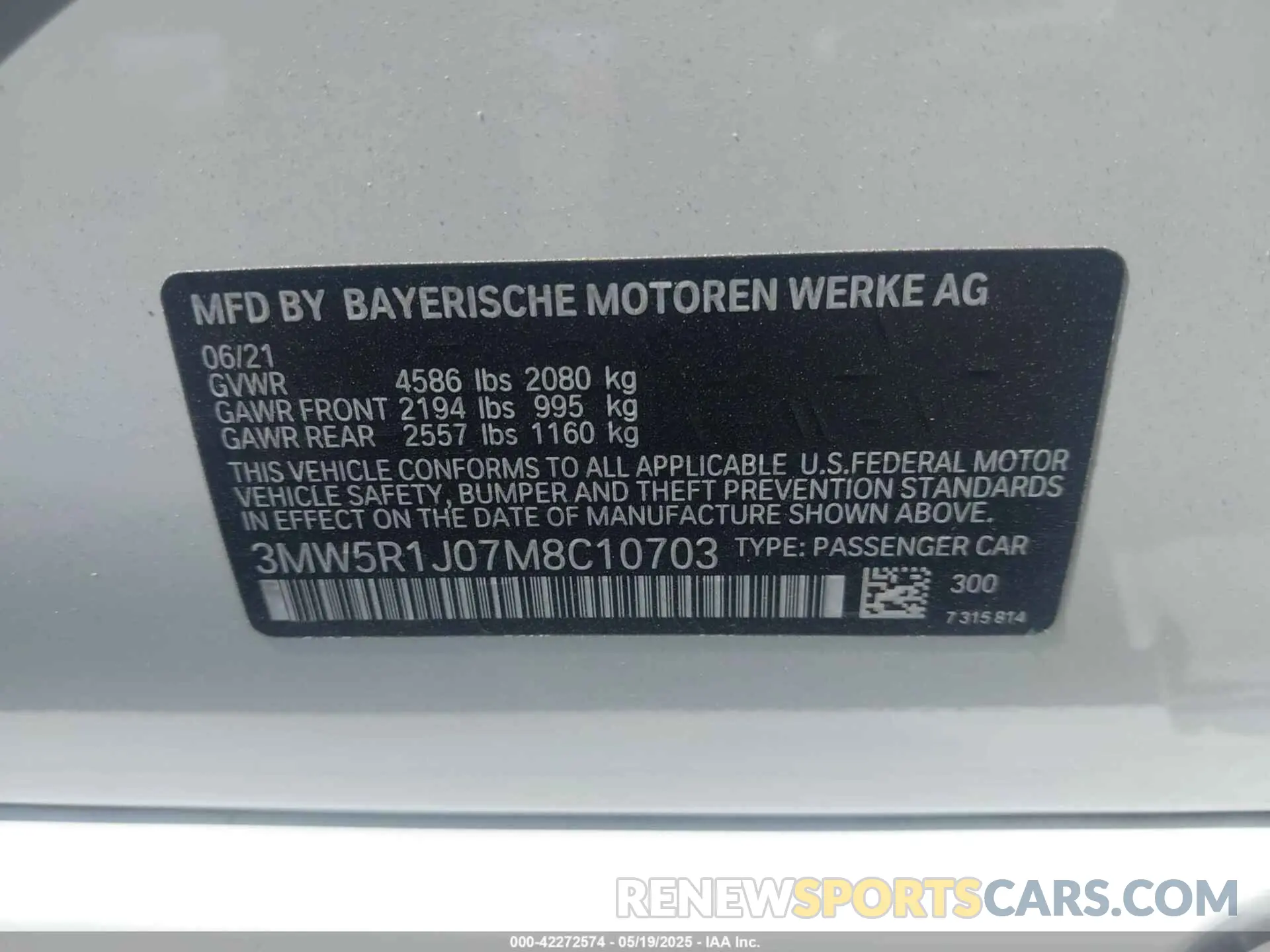 9 Фотография поврежденного автомобиля 3MW5R1J07M8C10703 BMW 330I 2021