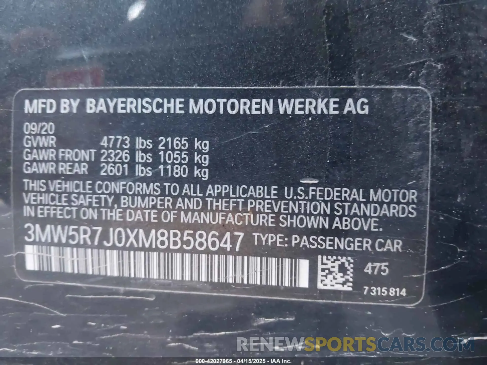 9 Фотография поврежденного автомобиля 3MW5R7J0XM8B58647 BMW 330I 2021