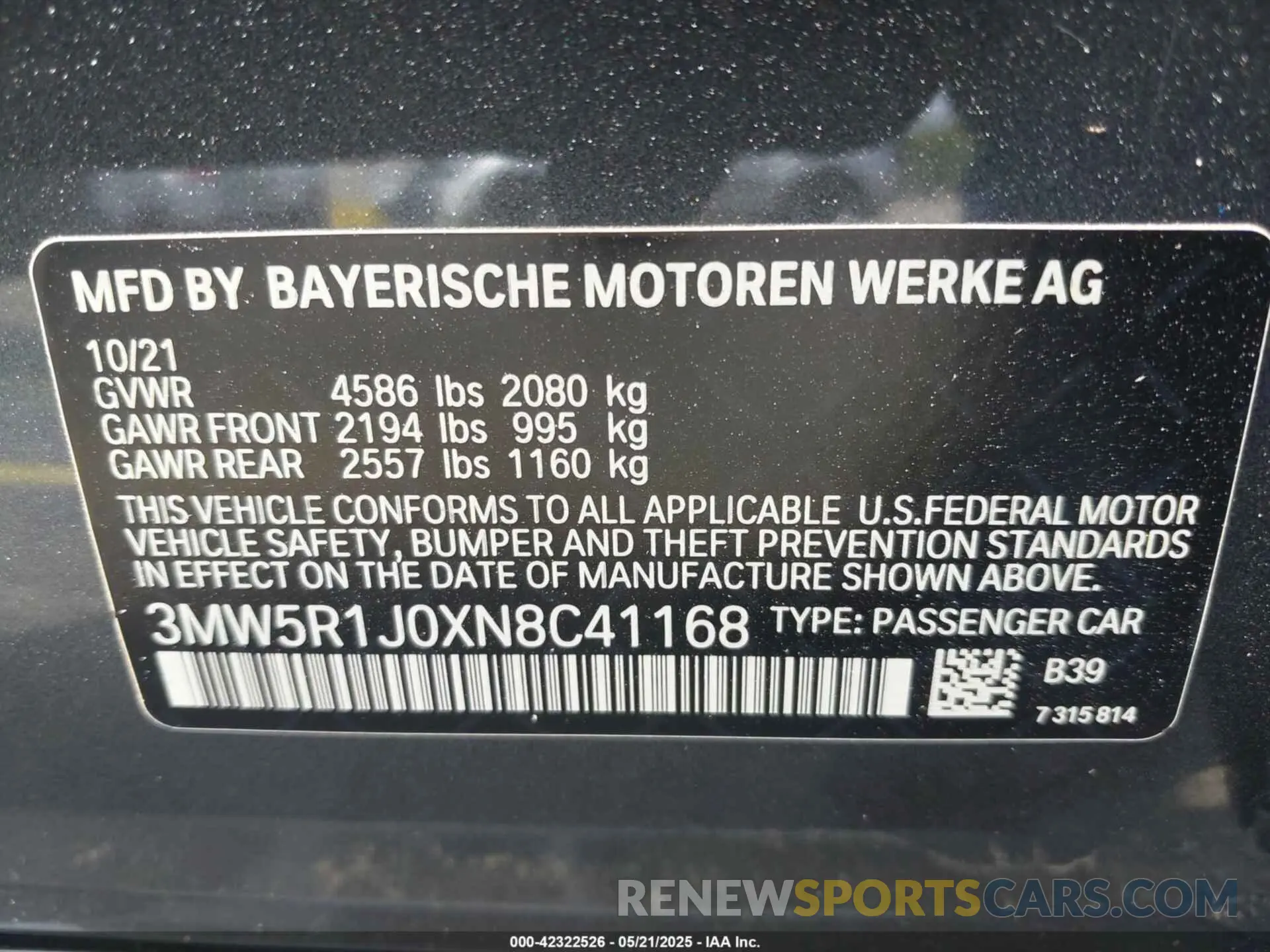 9 Фотография поврежденного автомобиля 3MW5R1J0XN8C41168 BMW 330I 2022