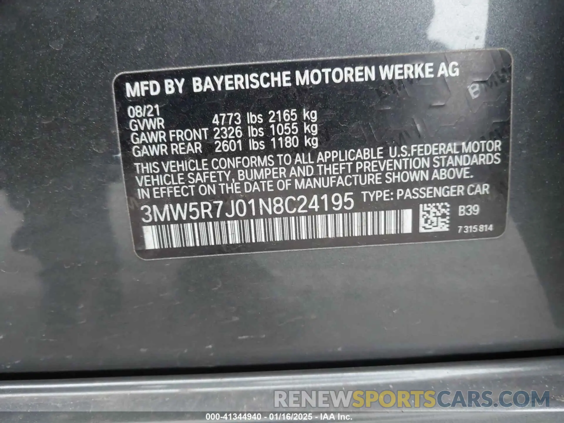 9 Фотография поврежденного автомобиля 3MW5R7J01N8C24195 BMW 330I 2022