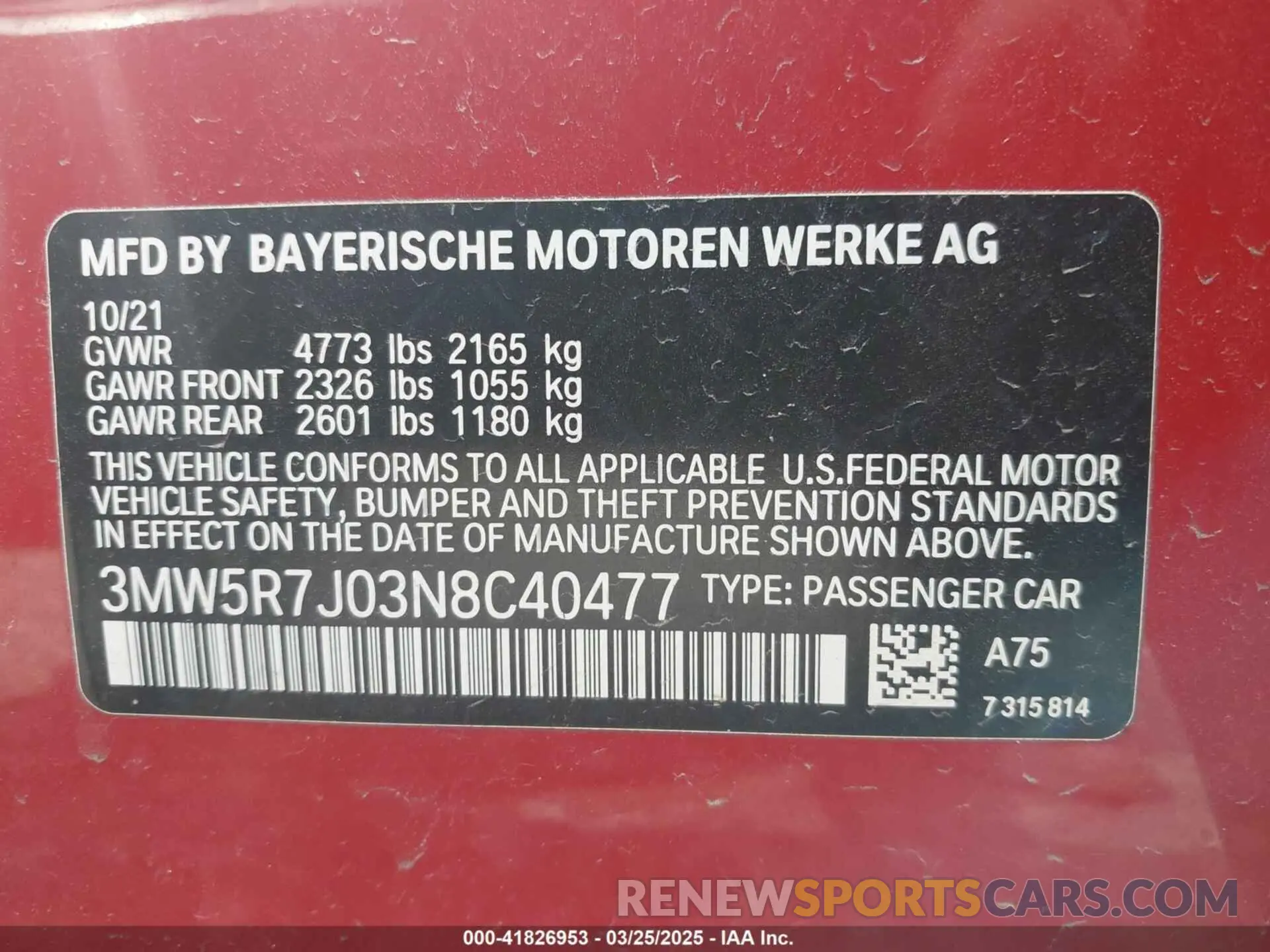 9 Photograph of a damaged car 3MW5R7J03N8C40477 BMW 330I 2022
