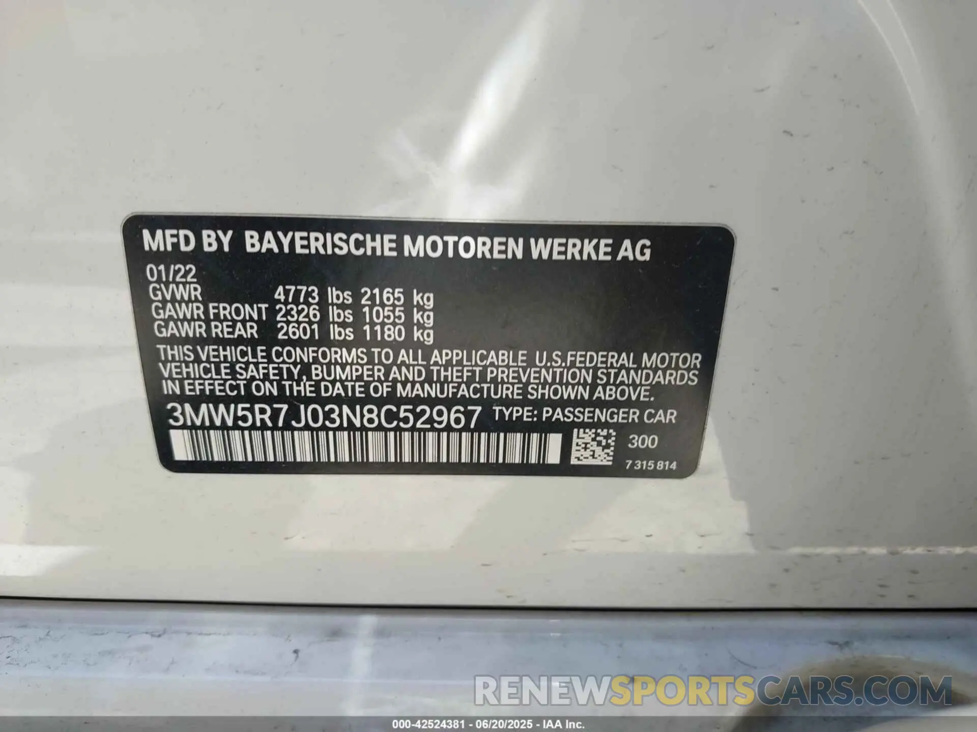 9 Фотография поврежденного автомобиля 3MW5R7J03N8C52967 BMW 330I 2022
