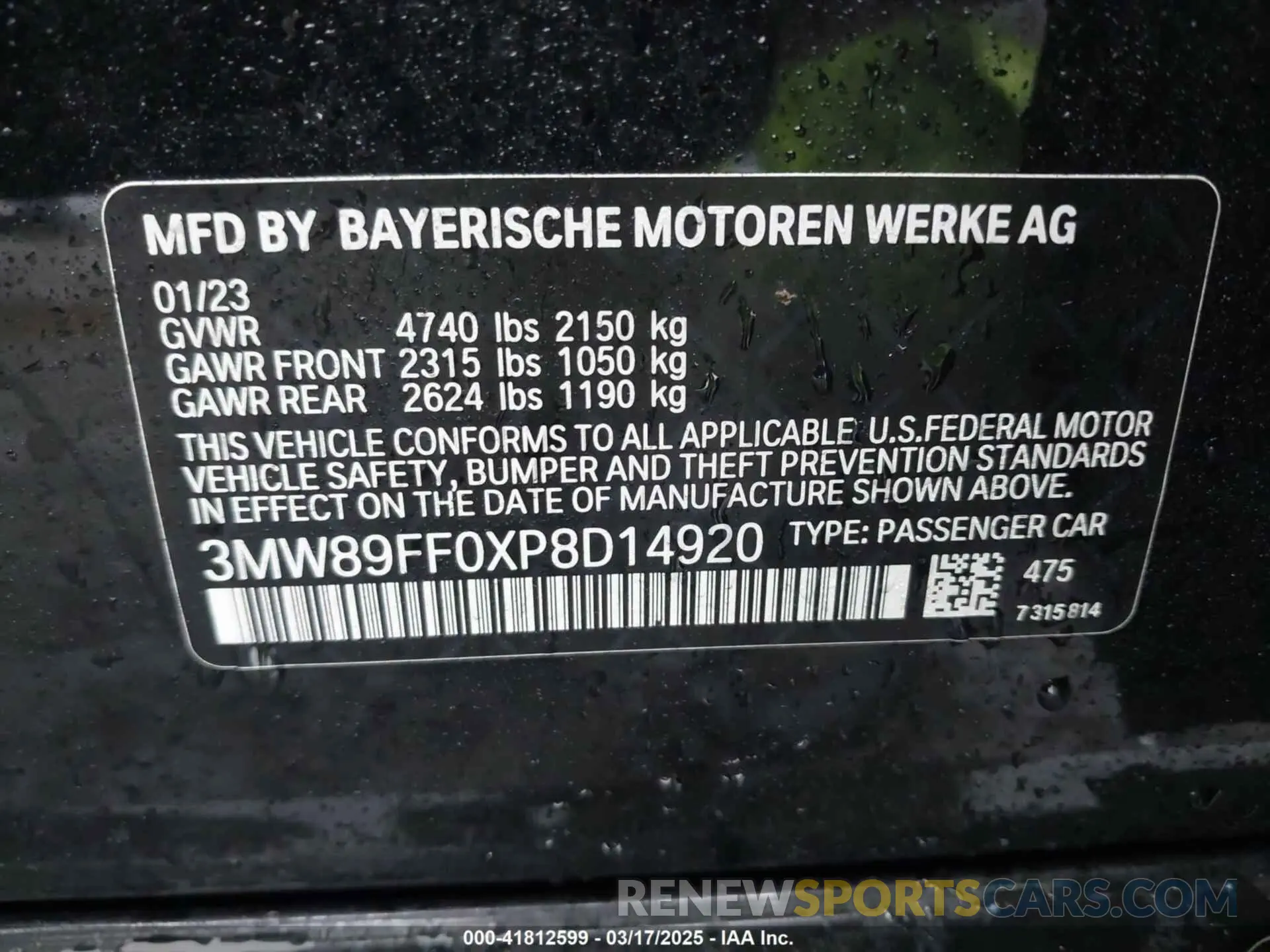 9 Photograph of a damaged car 3MW89FF0XP8D14920 BMW 330I 2023