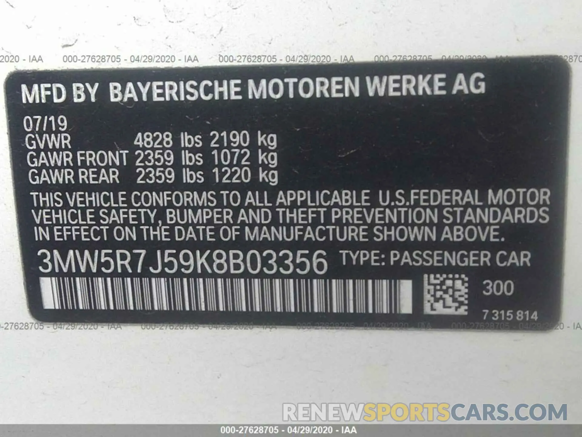 9 Photograph of a damaged car 3MW5R7J59K8B03356 BMW 330XI 2019