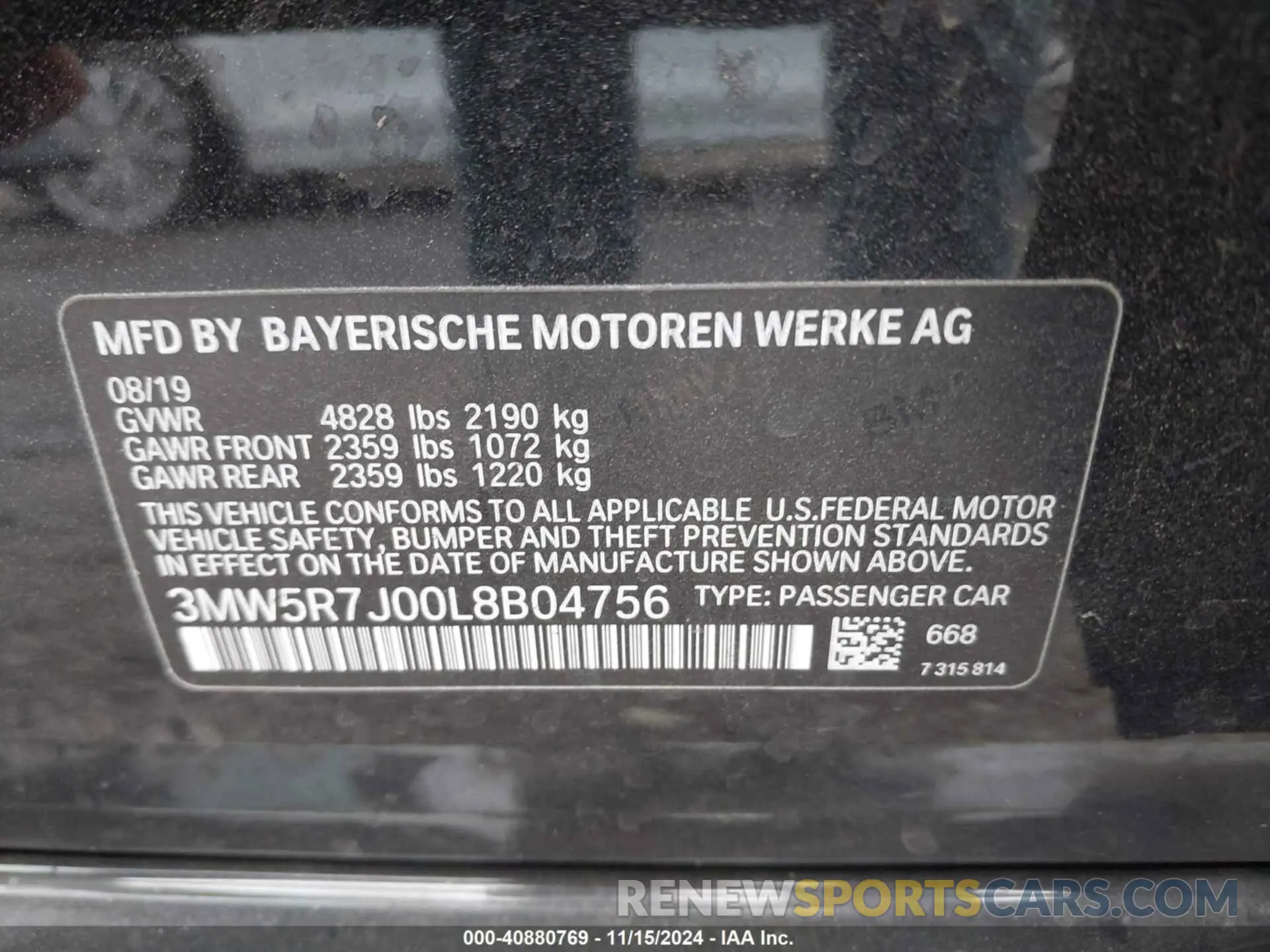 9 Фотография поврежденного автомобиля 3MW5R7J00L8B04756 BMW 330XI 2020