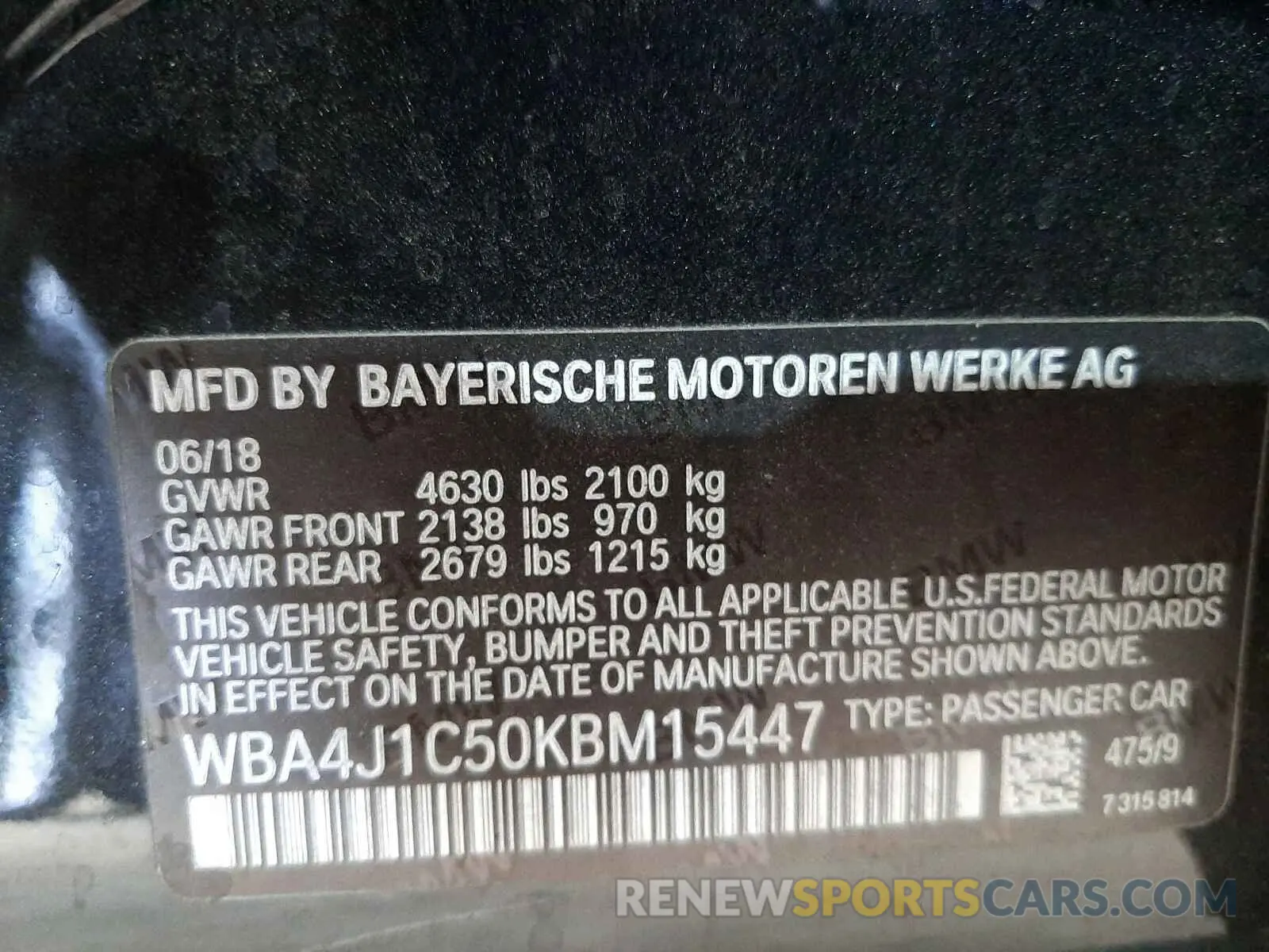 10 Photograph of a damaged car WBA4J1C50KBM15447 BMW 4 SERIES 2019