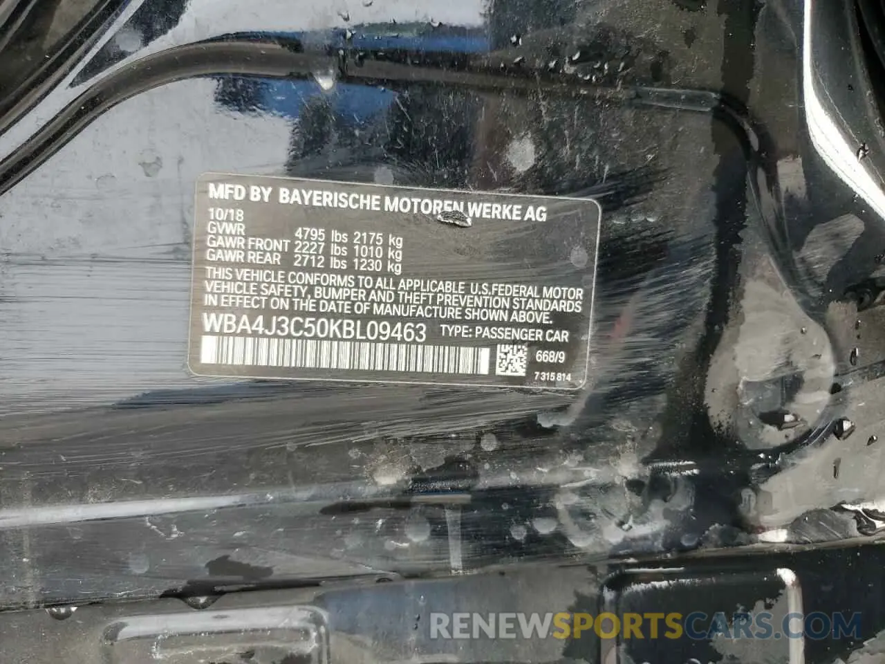 12 Photograph of a damaged car WBA4J3C50KBL09463 BMW 4 SERIES 2019