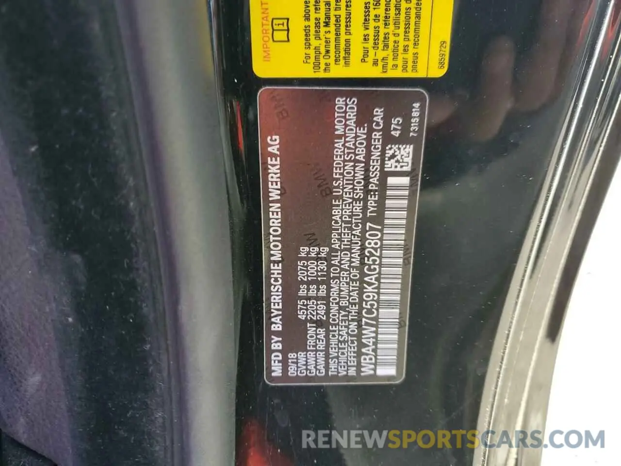 12 Photograph of a damaged car WBA4W7C59KAG52807 BMW 4 SERIES 2019