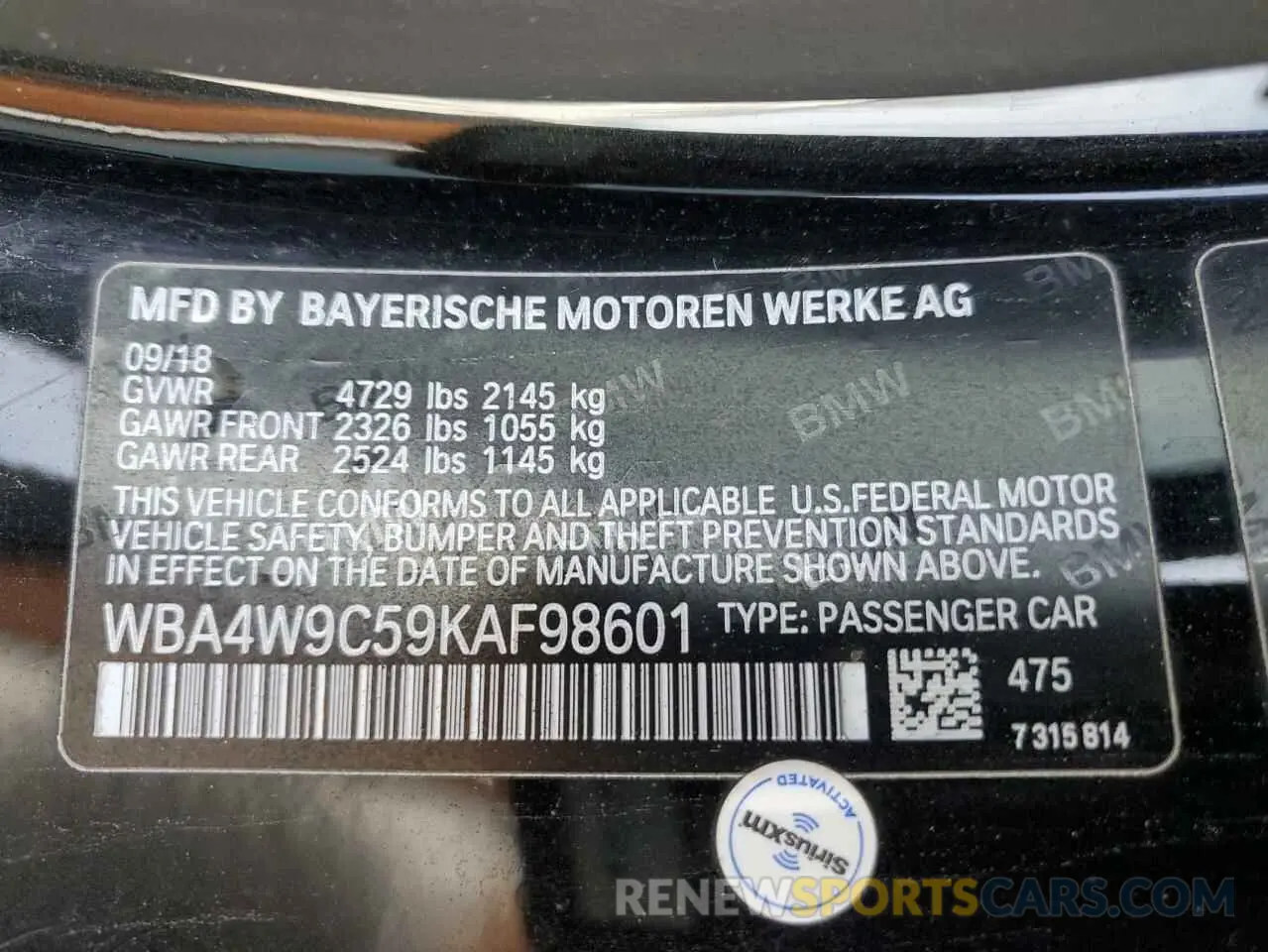 13 Фотография поврежденного автомобиля WBA4W9C59KAF98601 BMW 4 SERIES 2019