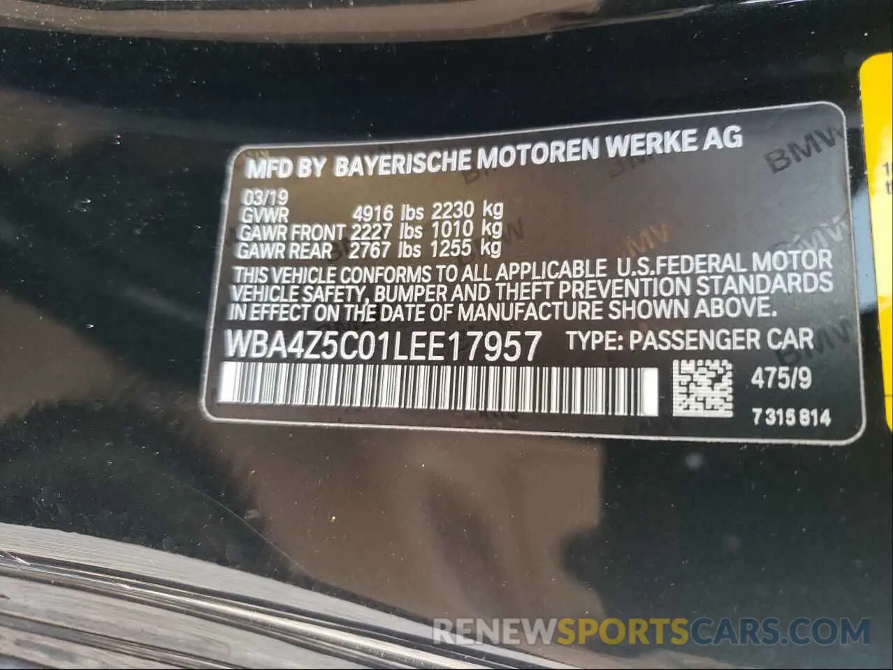 10 Photograph of a damaged car WAB4Z5C01LEE17957 BMW 4 SERIES 2020
