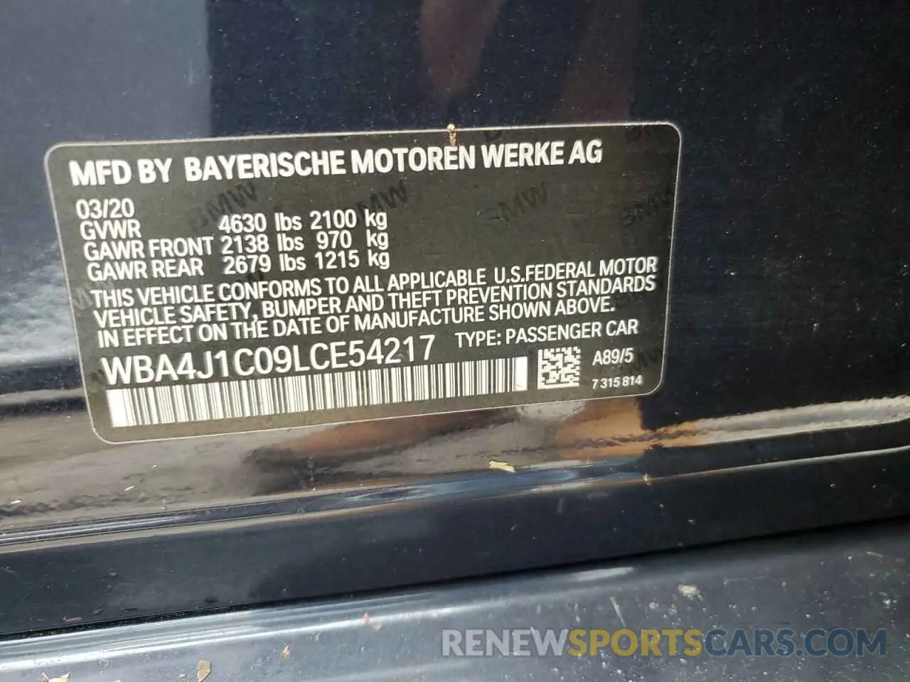 13 Фотография поврежденного автомобиля WBA4J1C09LCE54217 BMW 4 SERIES 2020