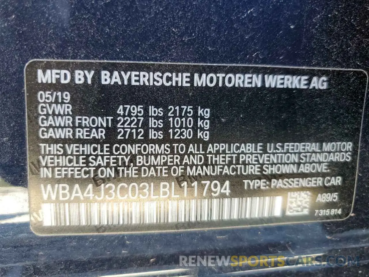 13 Photograph of a damaged car WBA4J3C03LBL11794 BMW 4 SERIES 2020