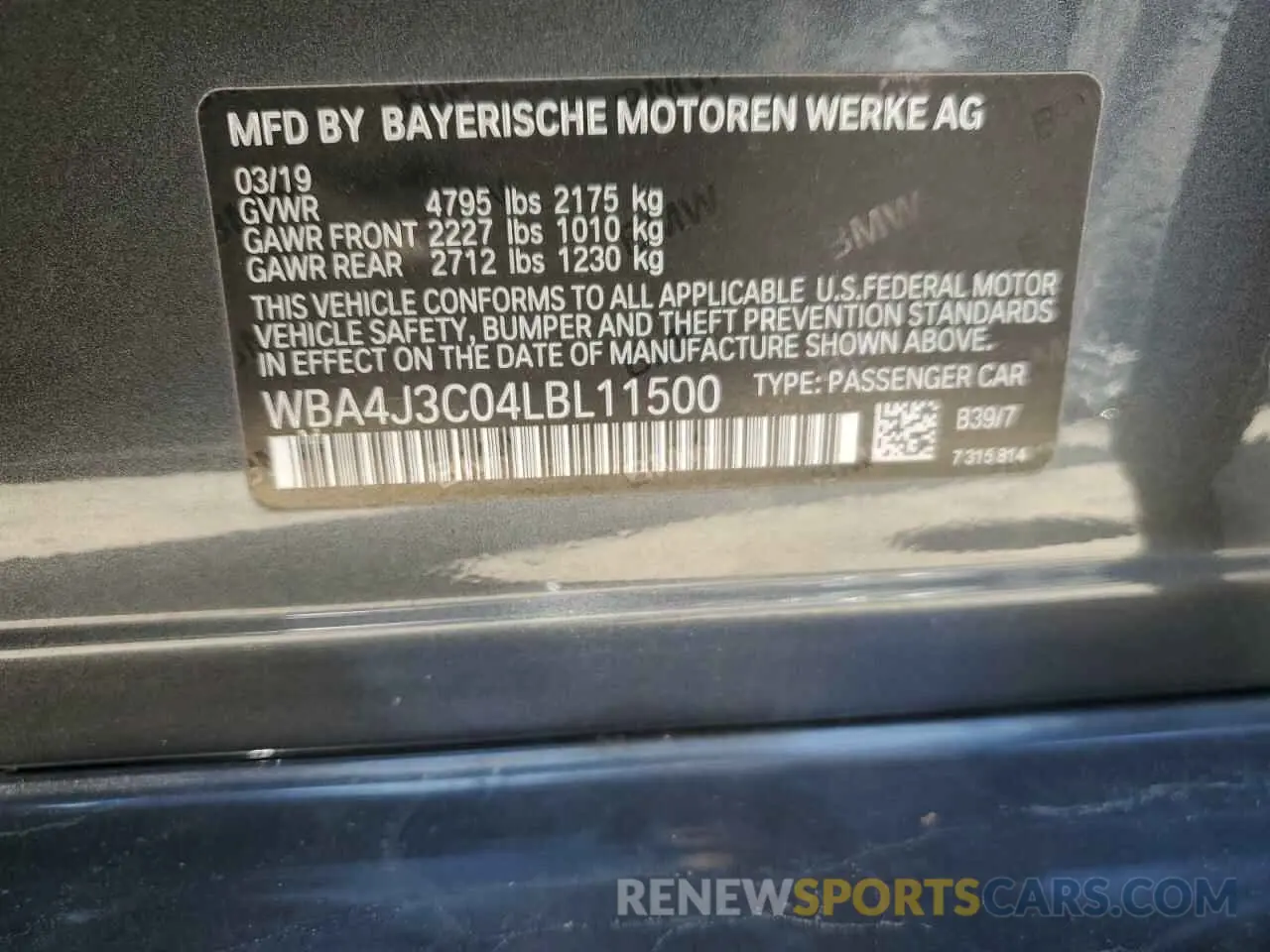 12 Photograph of a damaged car WBA4J3C04LBL11500 BMW 4 SERIES 2020