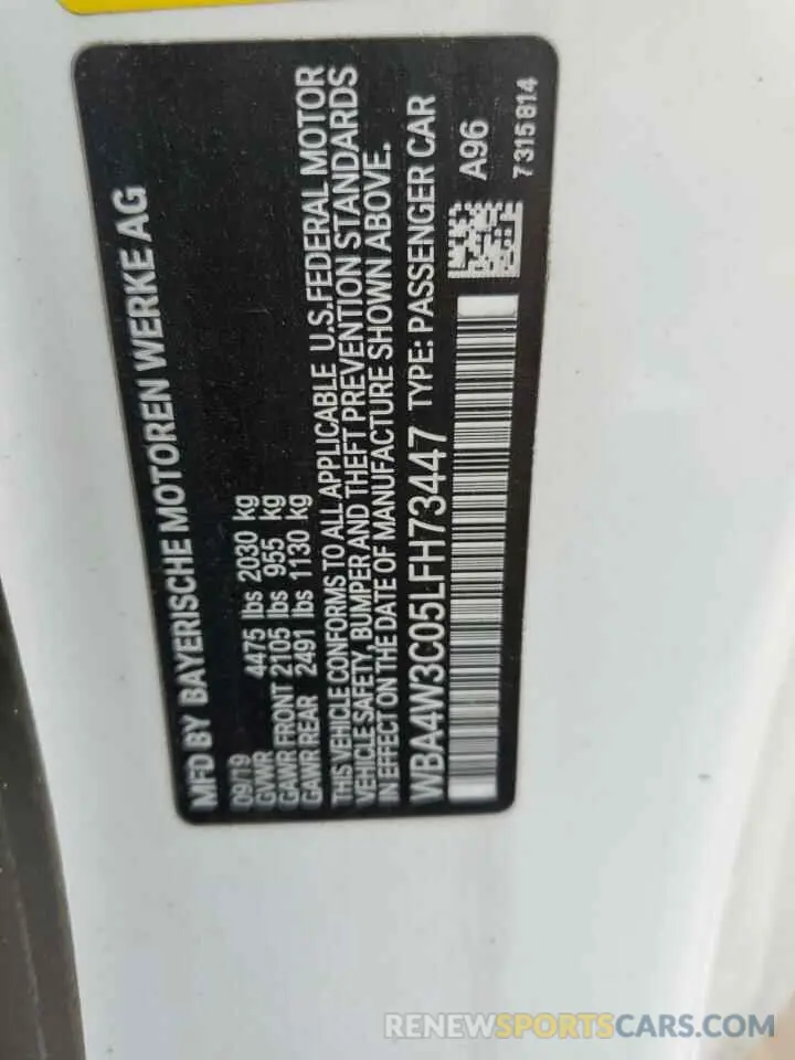 12 Фотография поврежденного автомобиля WBA4W3C05LFH73447 BMW 4 SERIES 2020