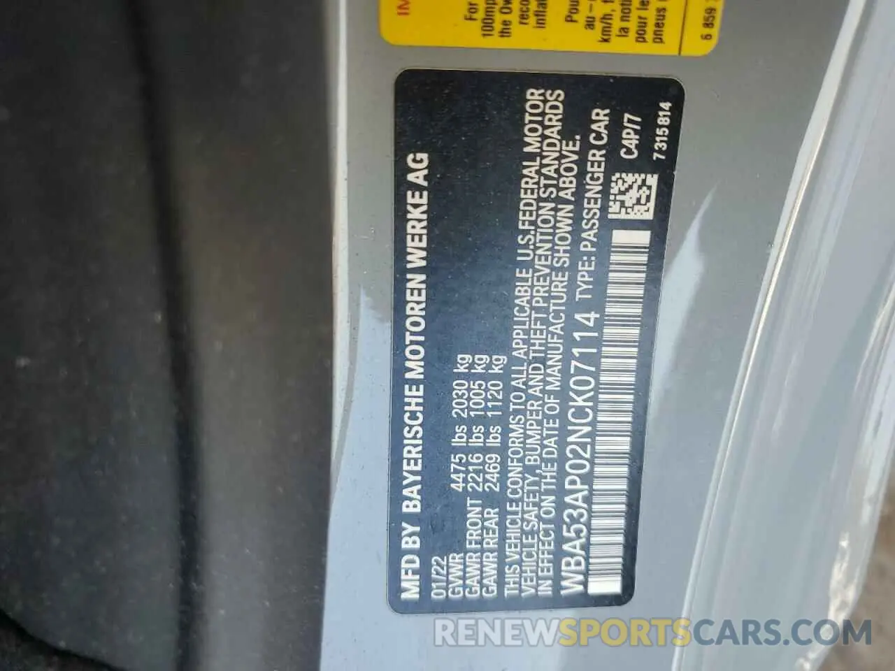 14 Photograph of a damaged car WBA53AP02NCK07114 BMW 4 SERIES 2022