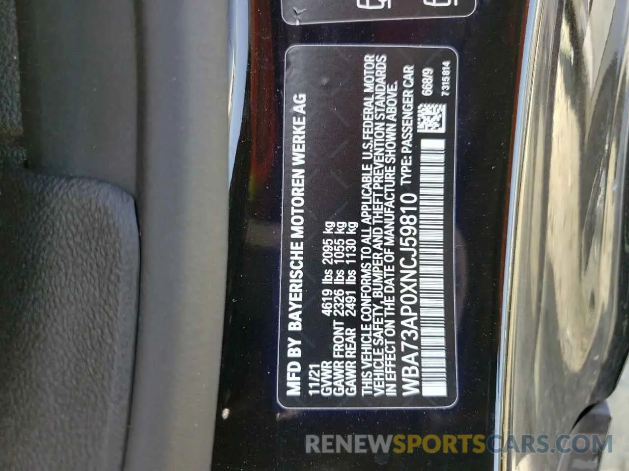 12 Photograph of a damaged car WBA73AP0XNCJ59810 BMW 4 SERIES 2022