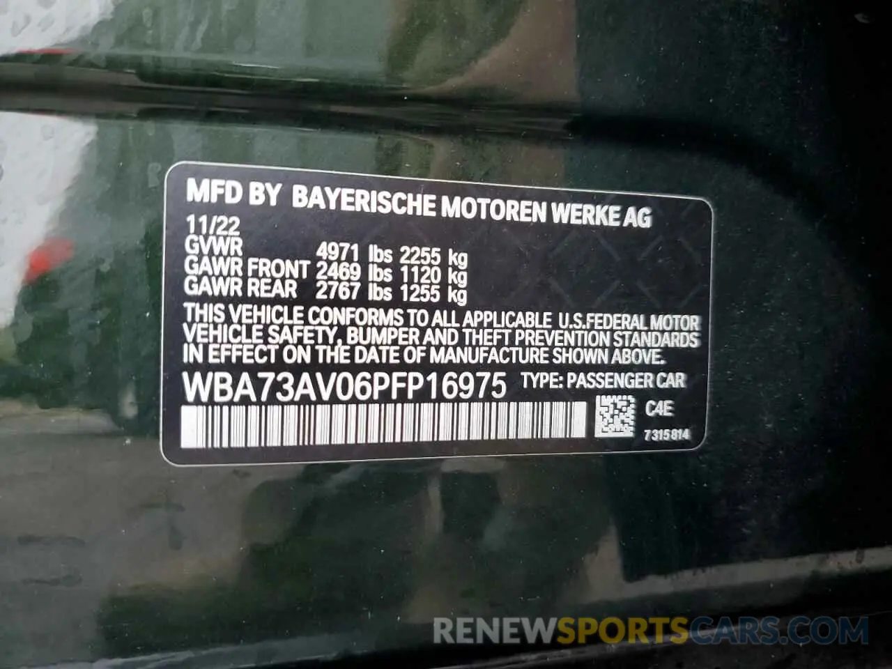 12 Photograph of a damaged car WBA73AV06PFP16975 BMW 4 SERIES 2023