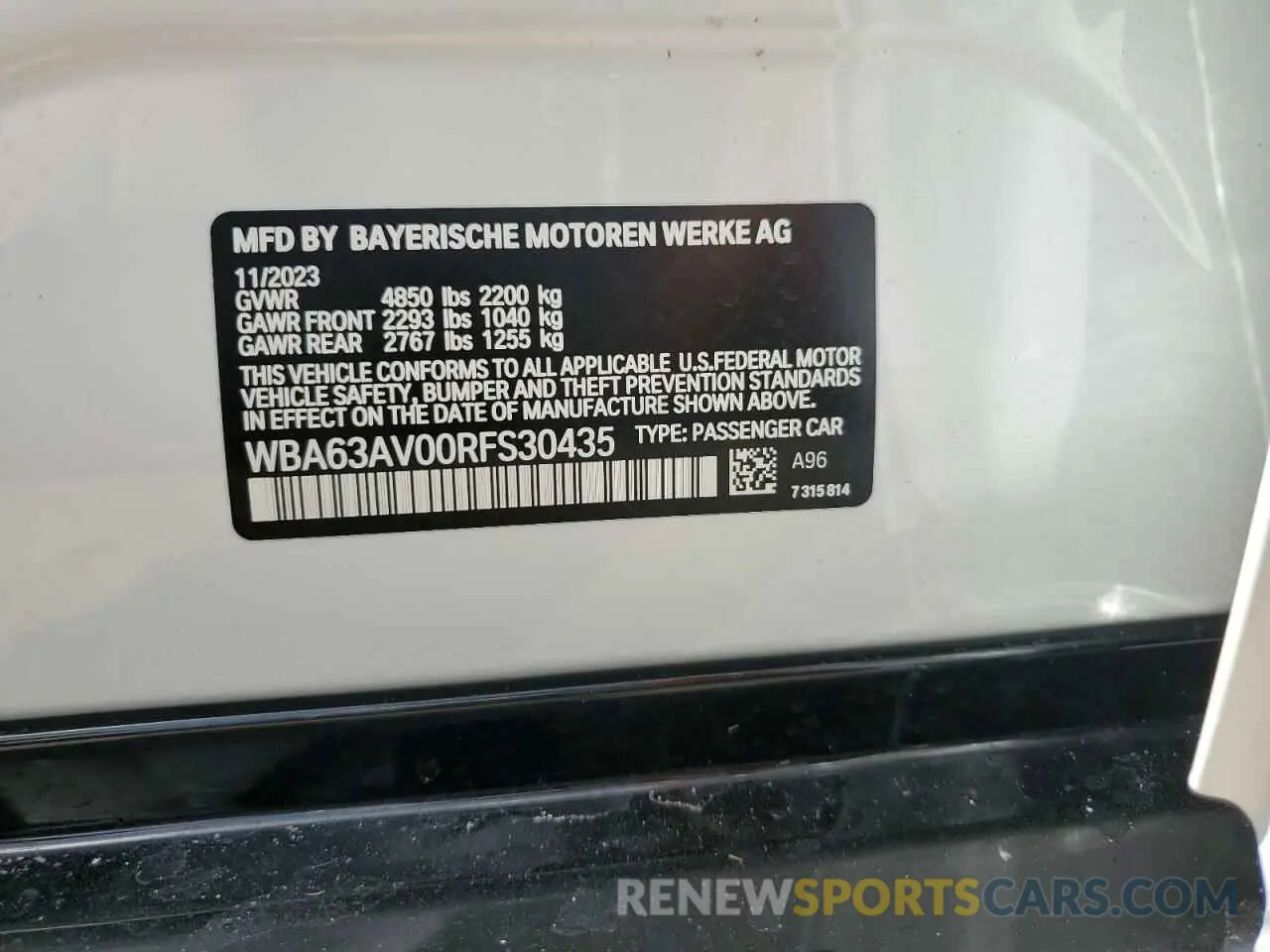 13 Photograph of a damaged car WBA63AV00RFS30435 BMW 4 SERIES 2024