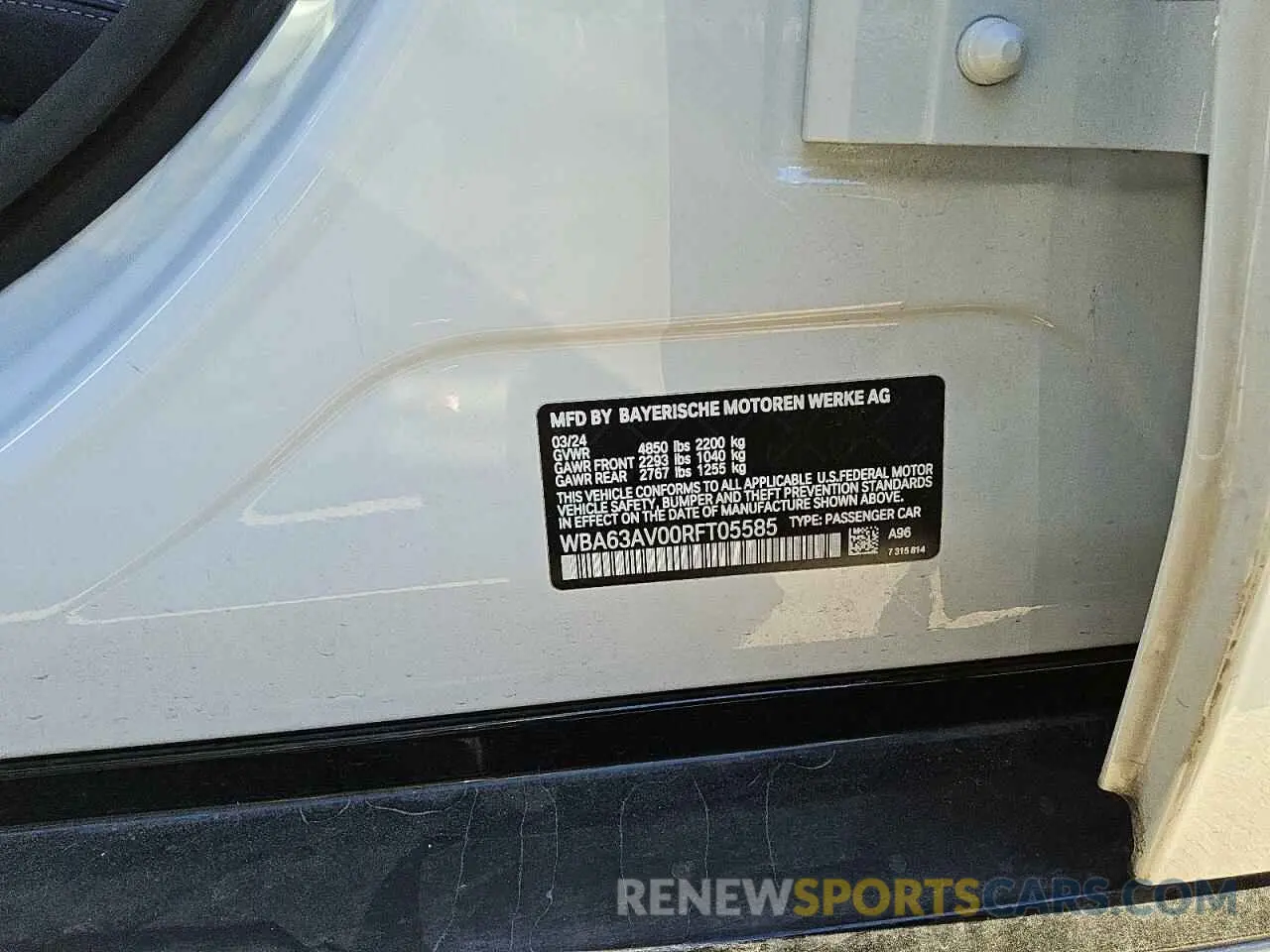 12 Photograph of a damaged car WBA63AV00RFT05585 BMW 4 SERIES 2024