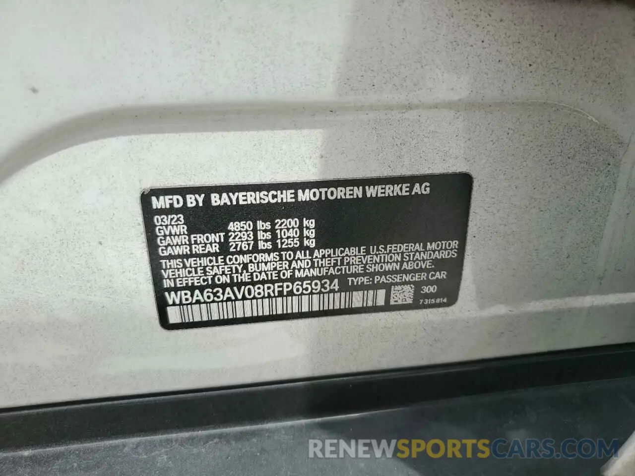 12 Photograph of a damaged car WBA63AV08RFP65934 BMW 4 SERIES 2024