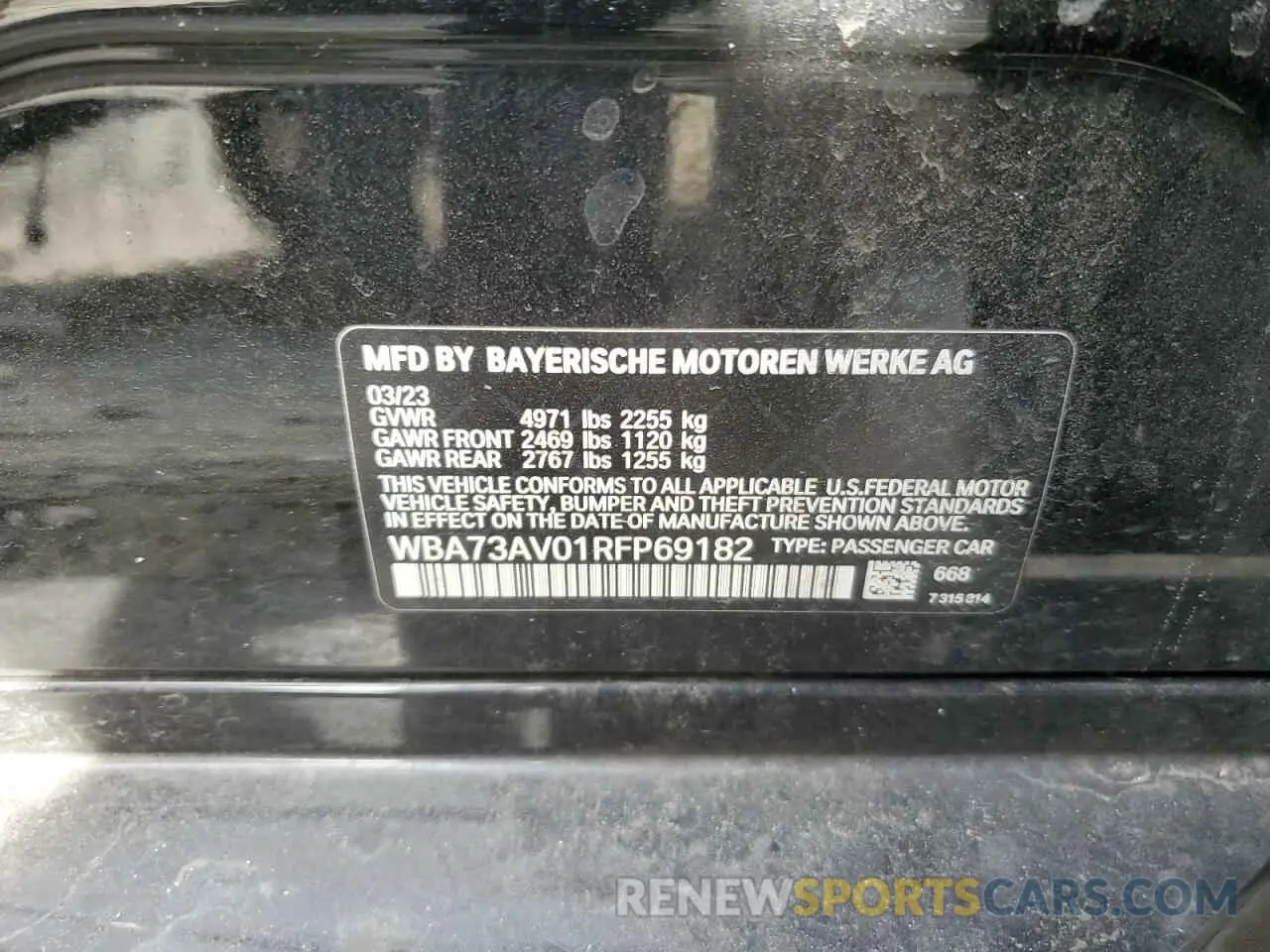 12 Photograph of a damaged car WBA73AV01RFP69182 BMW 4 SERIES 2024