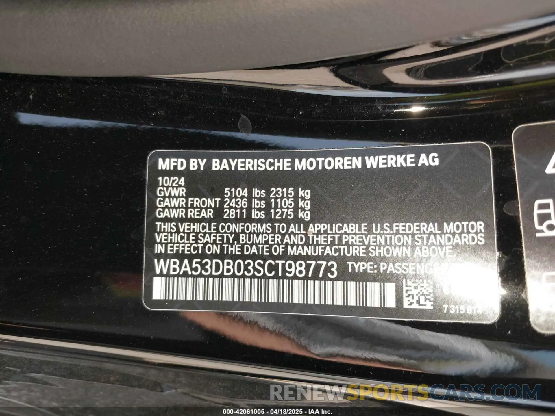 9 Photograph of a damaged car WBA53DB03SCT98773 BMW 4 SERIES 2025