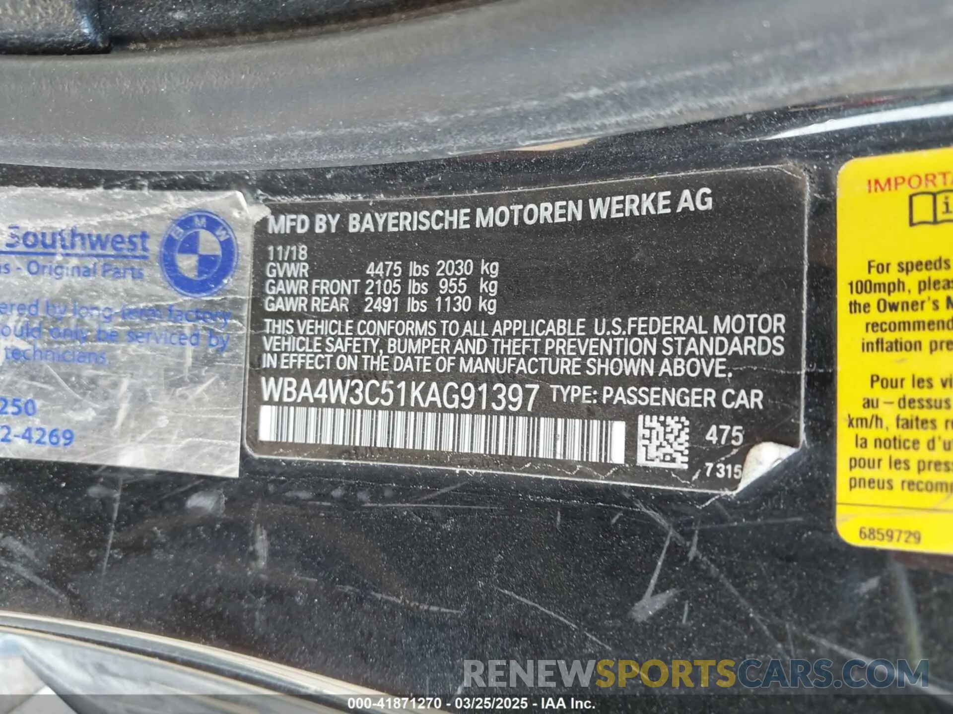 9 Photograph of a damaged car WBA4W3C51KAG91397 BMW 430I 2019