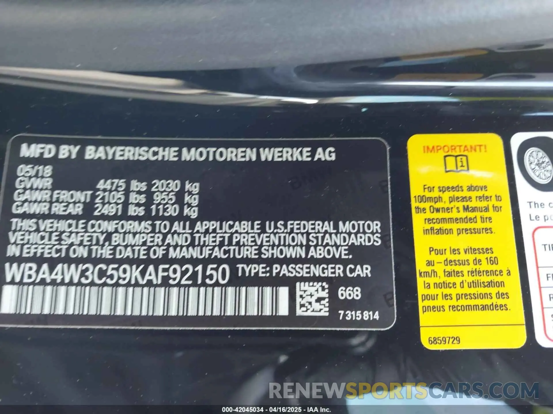 9 Photograph of a damaged car WBA4W3C59KAF92150 BMW 430I 2019