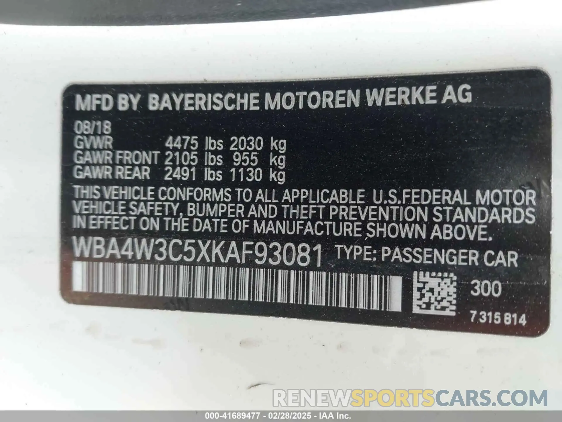 9 Фотография поврежденного автомобиля WBA4W3C5XKAF93081 BMW 430I 2019